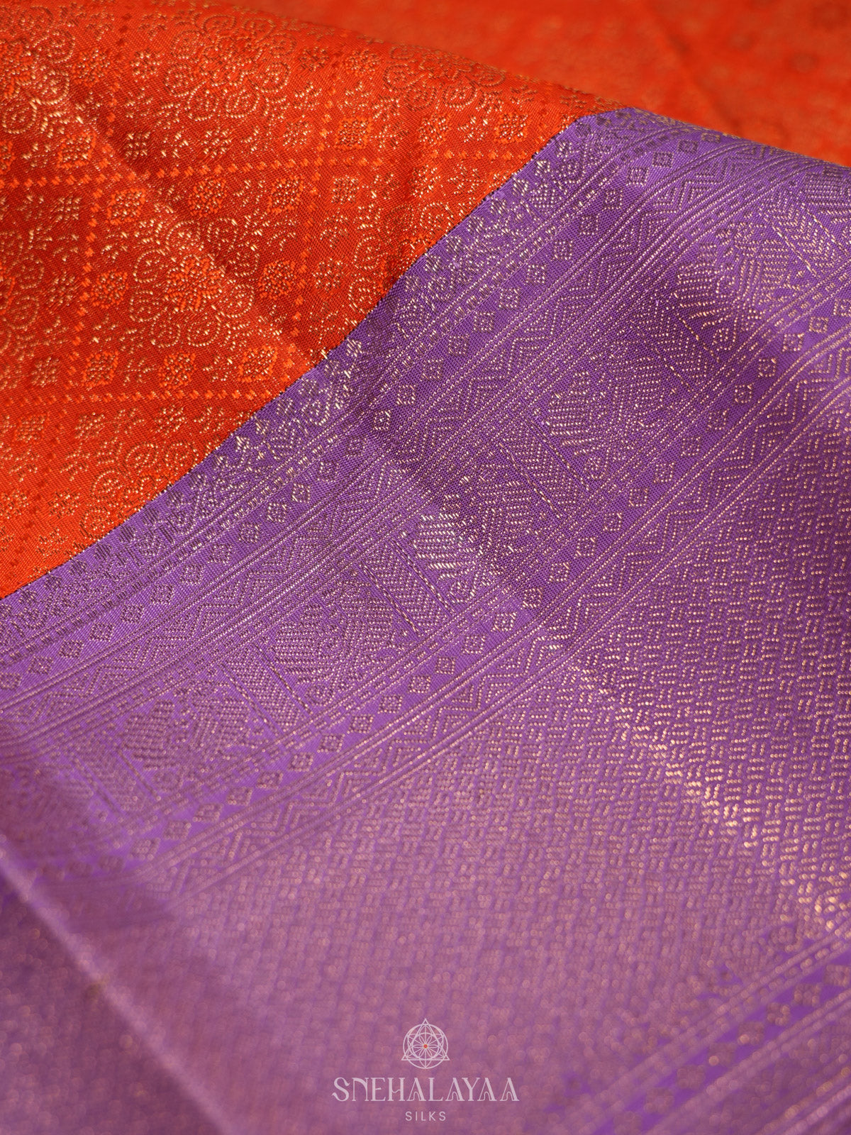 Orange Tissue Kanjivaram Silk Saree