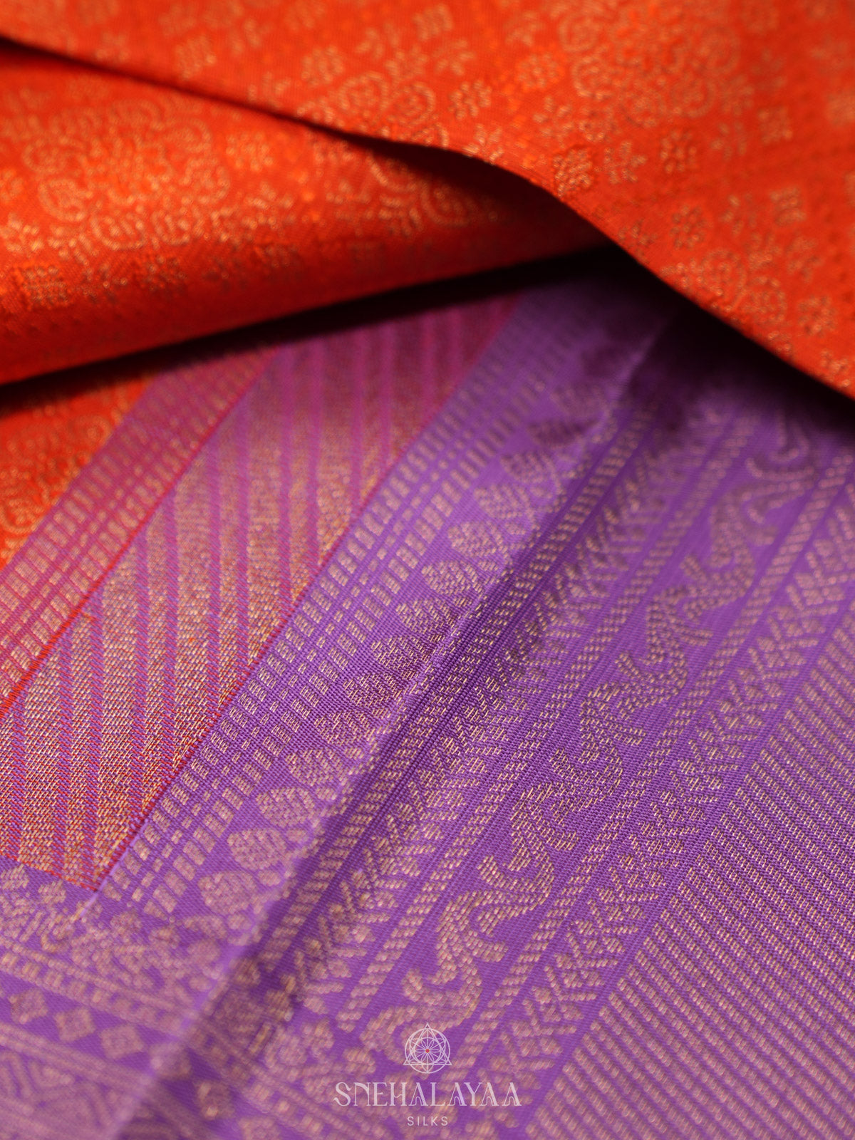 Orange Tissue Kanjivaram Silk Saree