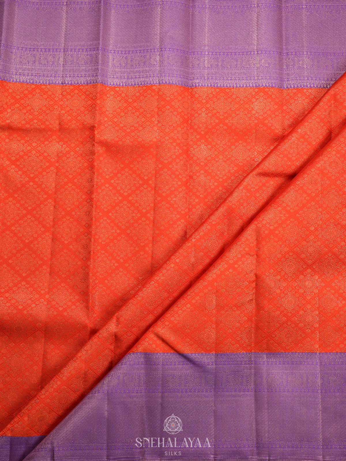 Orange Tissue Kanjivaram Silk Saree