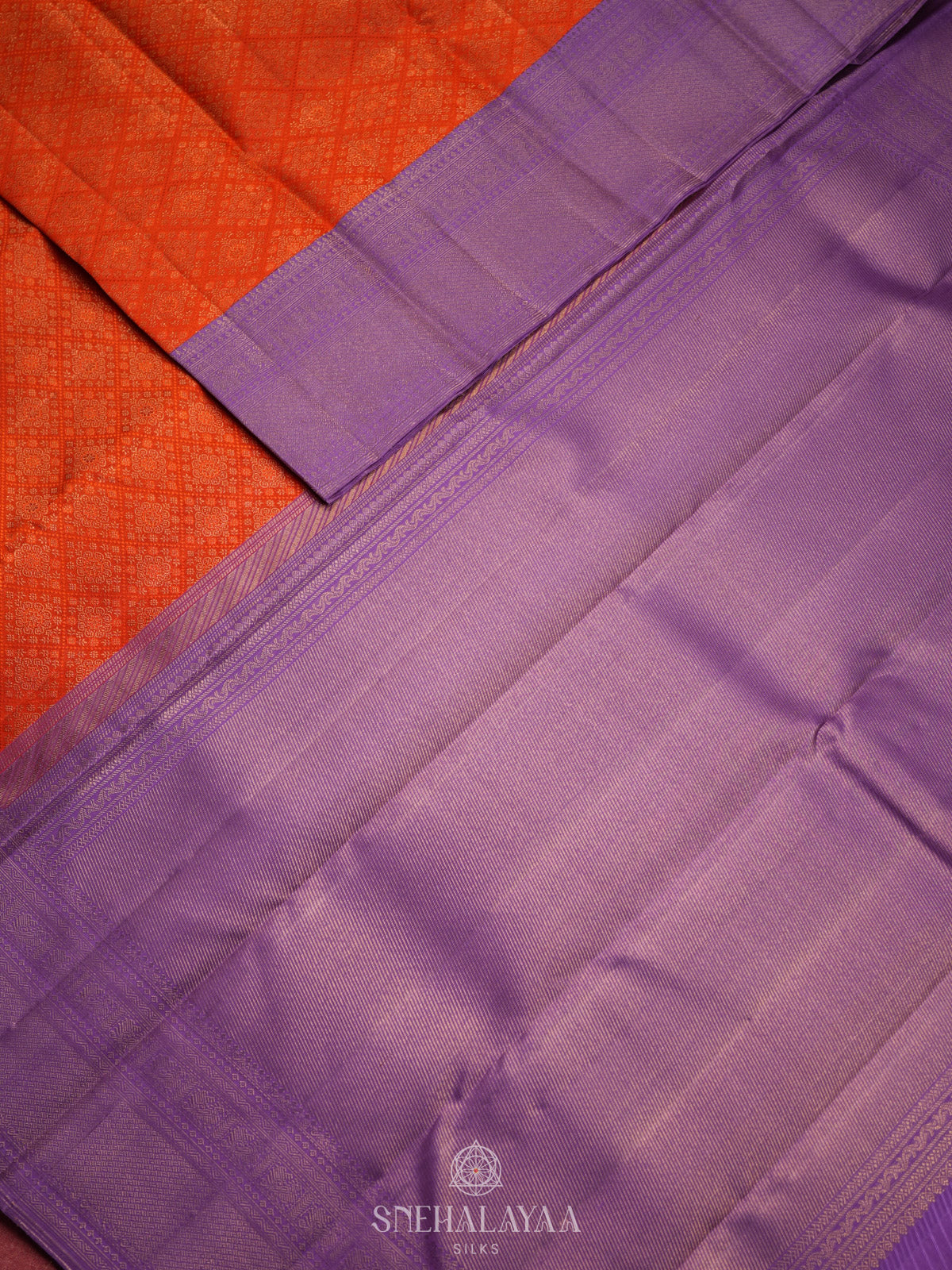 Orange Tissue Kanjivaram Silk Saree