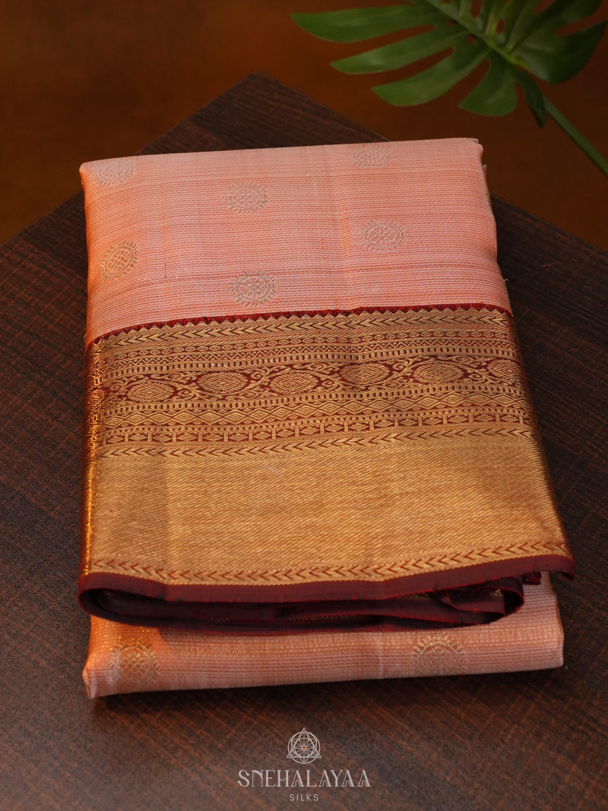 Peach Kanjivaram Silk Saree