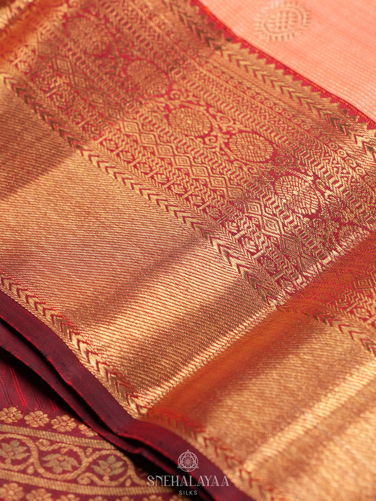 Peach Kanjivaram Silk Saree