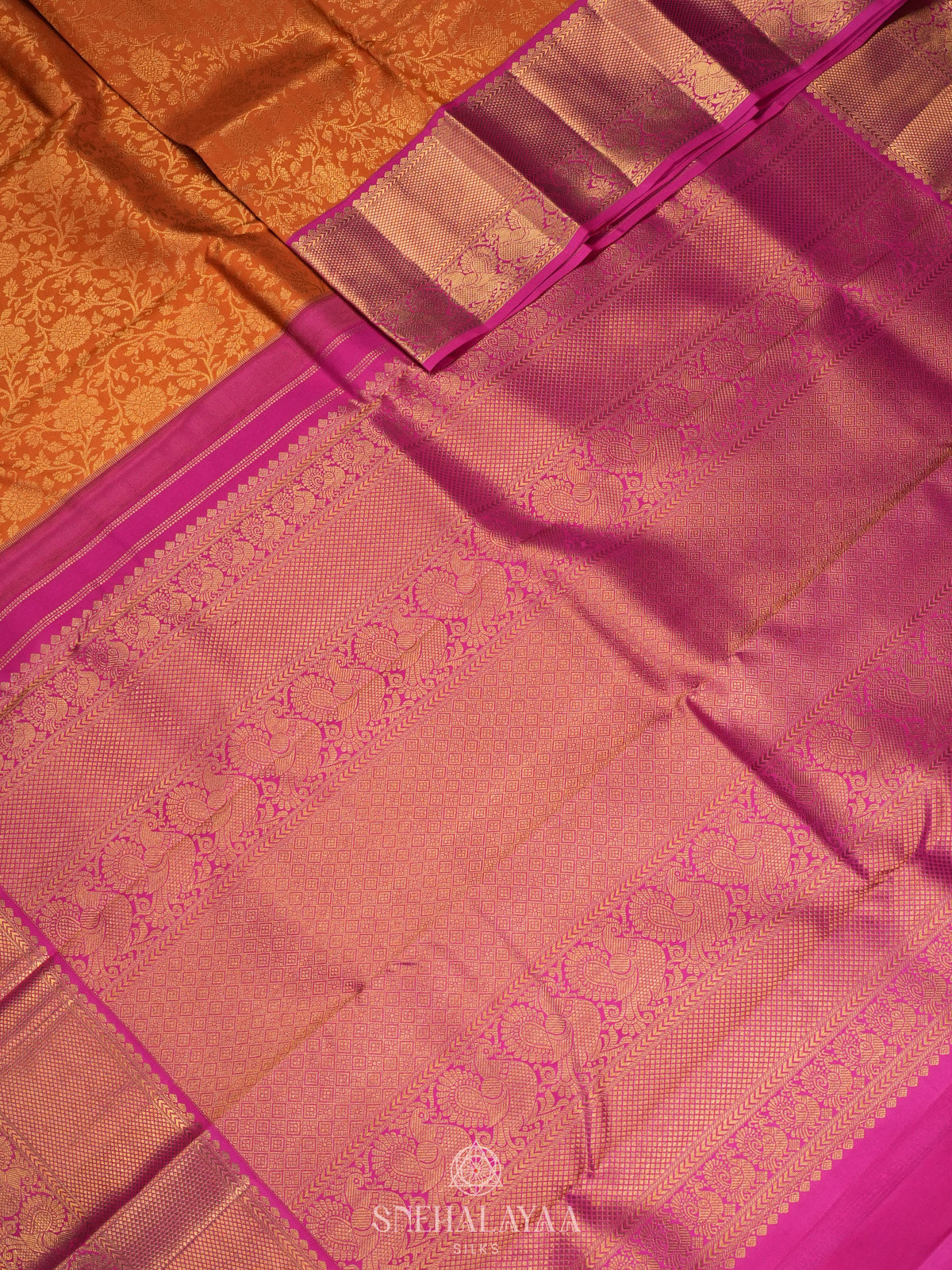 Orange Kanjivaram Silk Saree