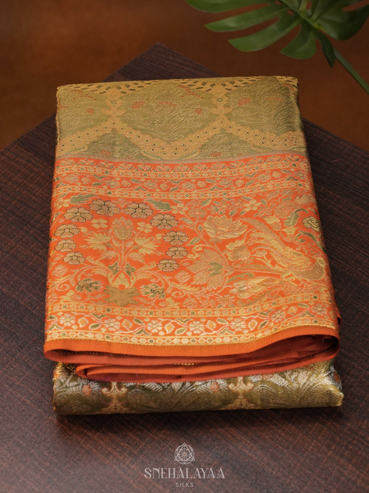 Golden Kanjivaram Silk Saree