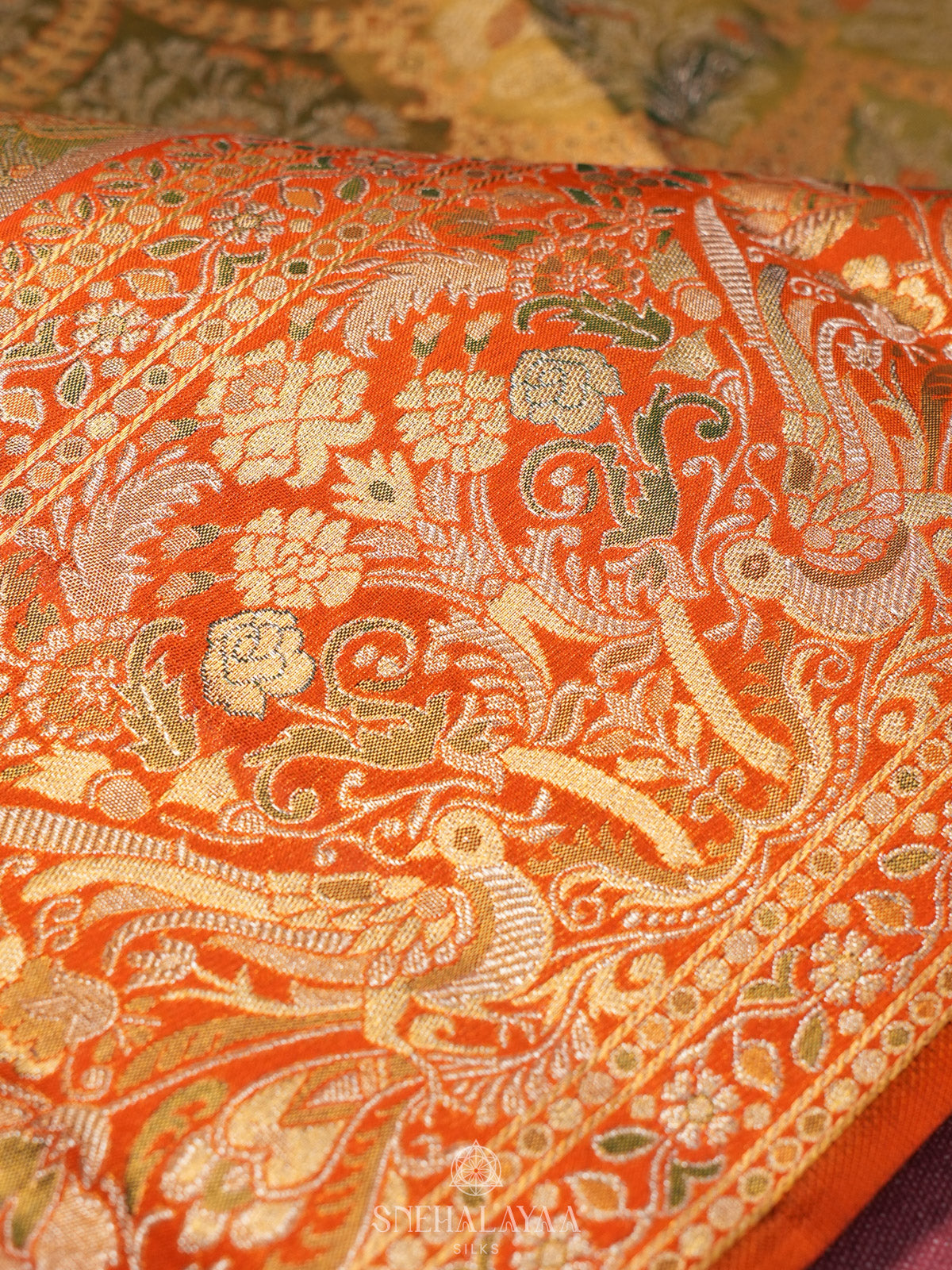 Golden Kanjivaram Silk Saree