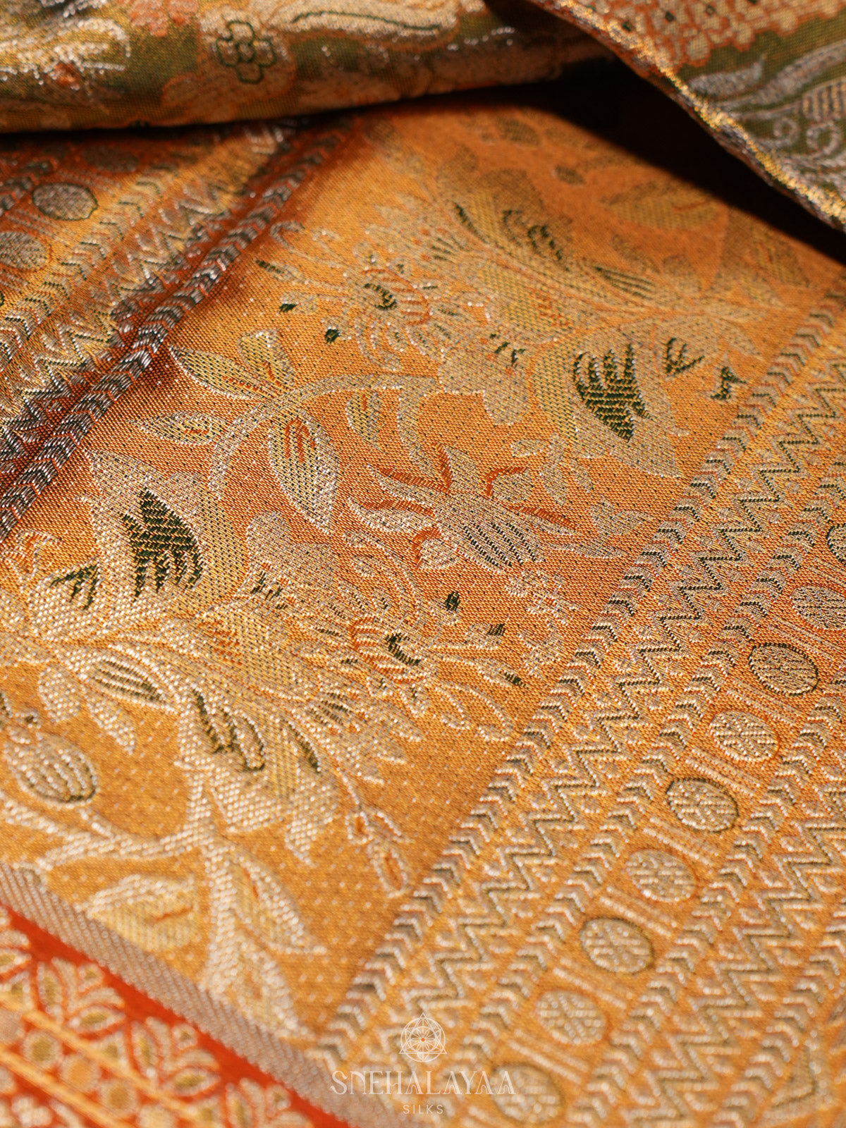 Golden Kanjivaram Silk Saree