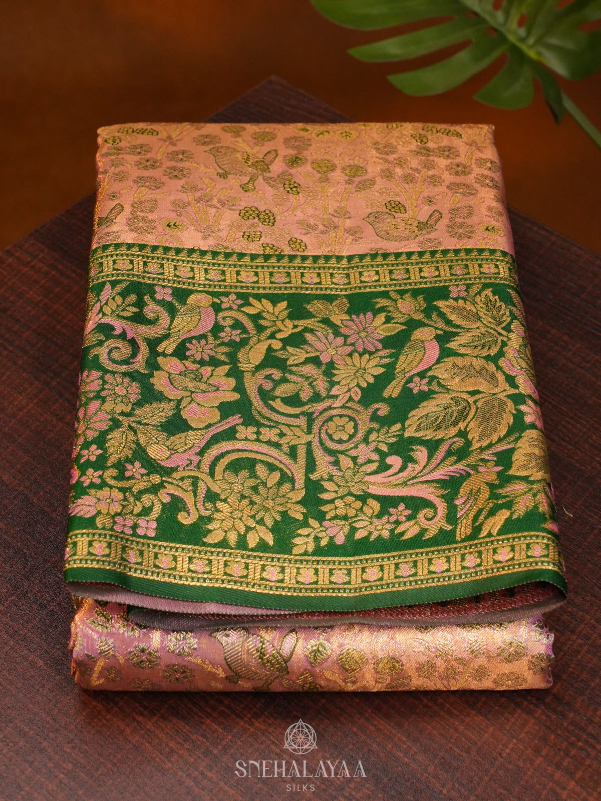 Rose Pink Tissue Kanjivaram Silk Saree