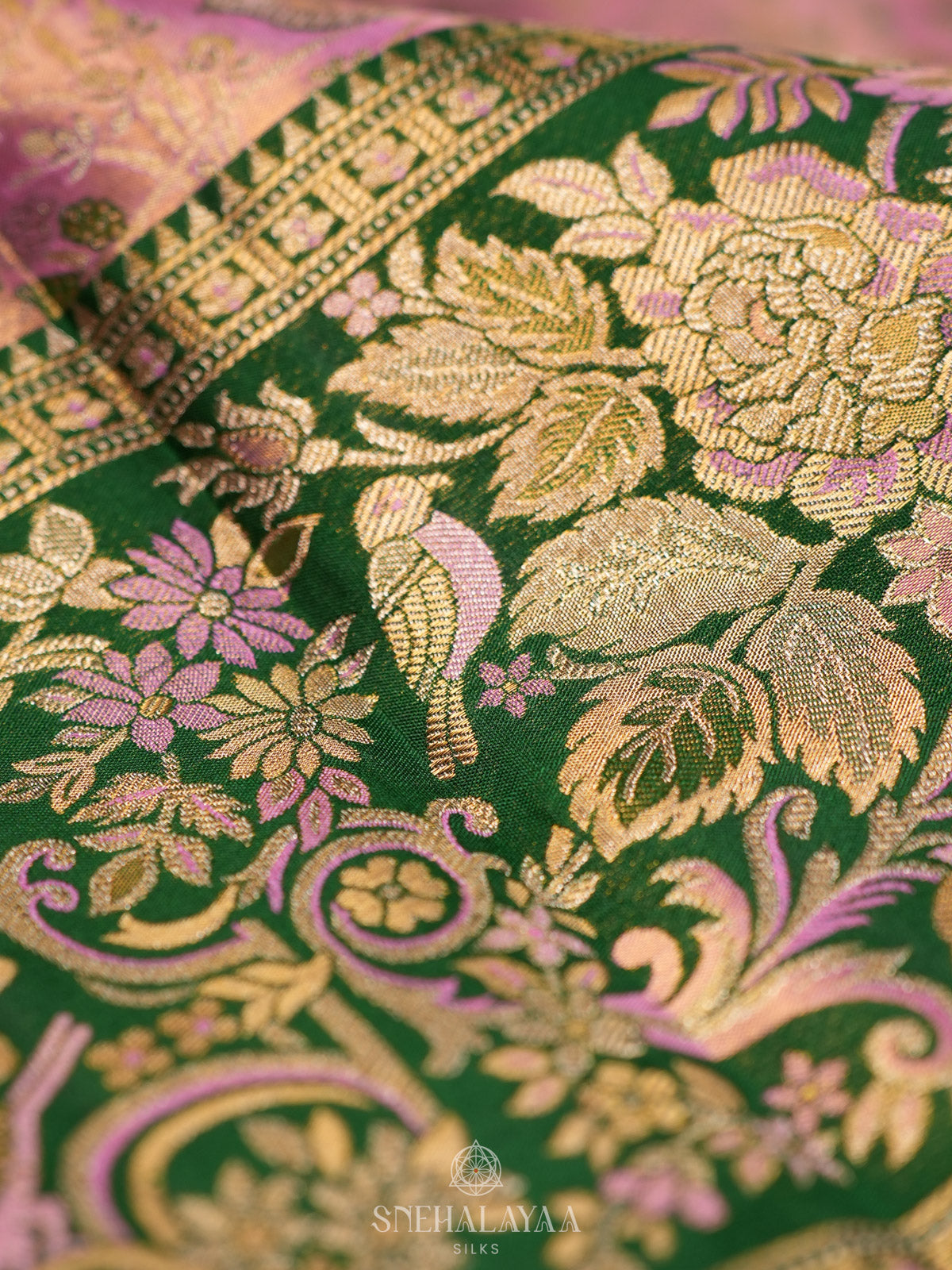 Rose Pink Tissue Kanjivaram Silk Saree