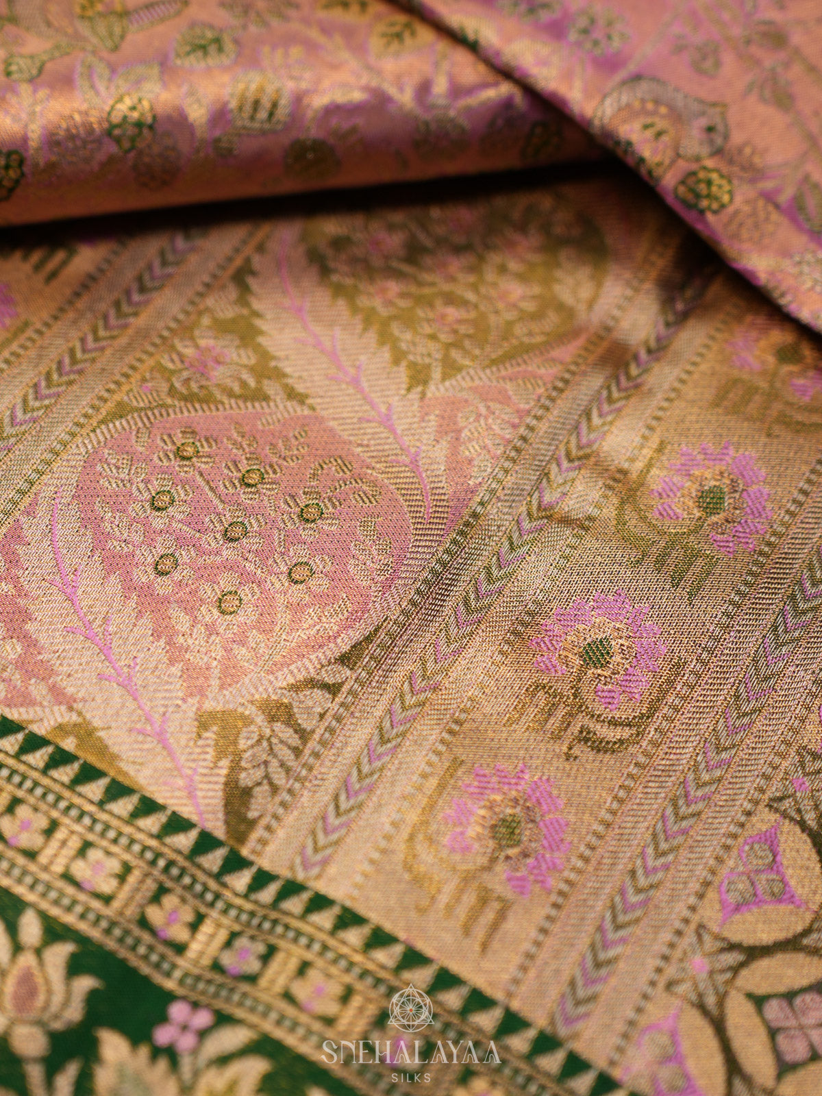 Rose Pink Tissue Kanjivaram Silk Saree