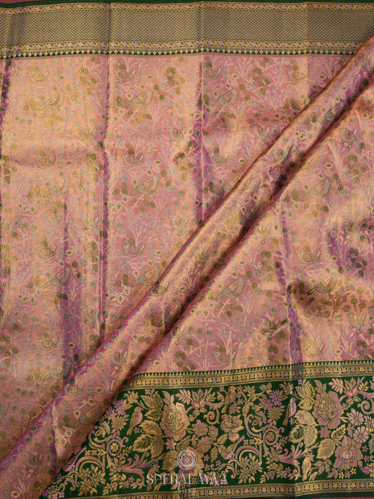 Rose Pink Tissue Kanjivaram Silk Saree
