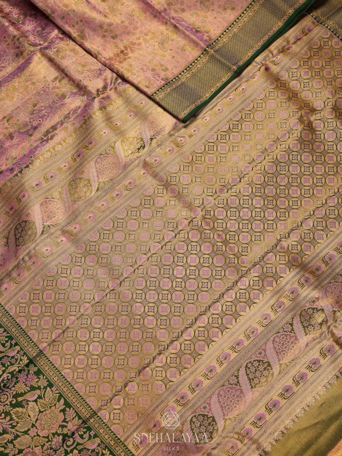 Rose Pink Tissue Kanjivaram Silk Saree