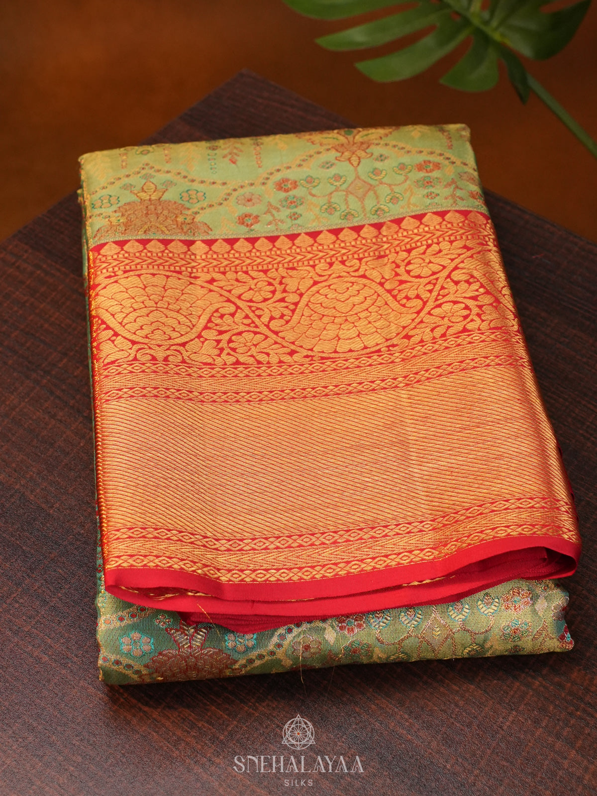 Pista Green Tissue Kanjivaram Silk Saree