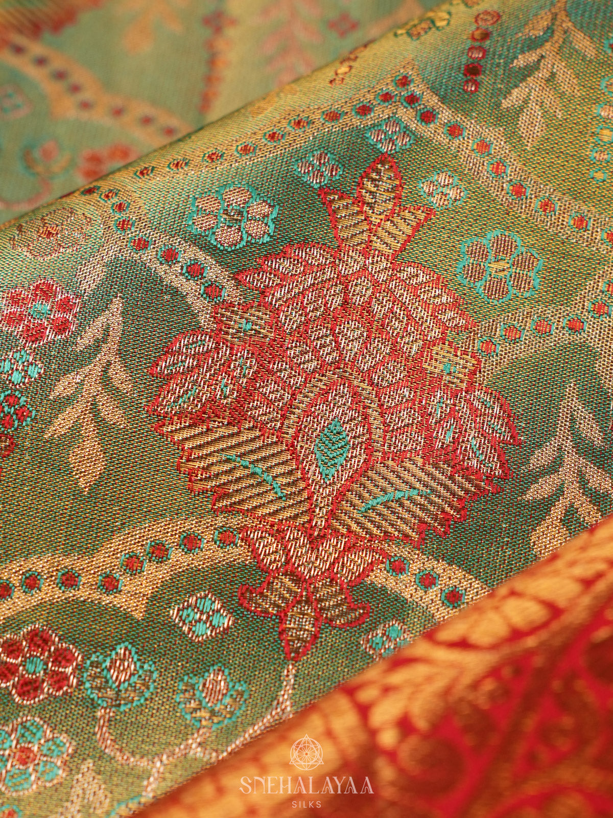 Pista Green Tissue Kanjivaram Silk Saree