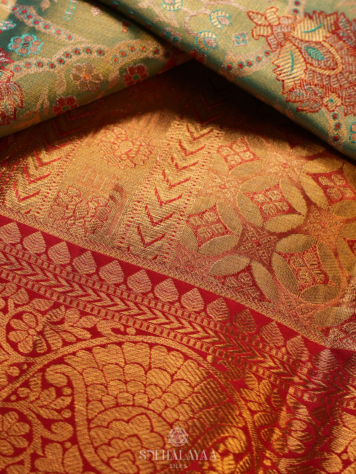 Pista Green Tissue Kanjivaram Silk Saree