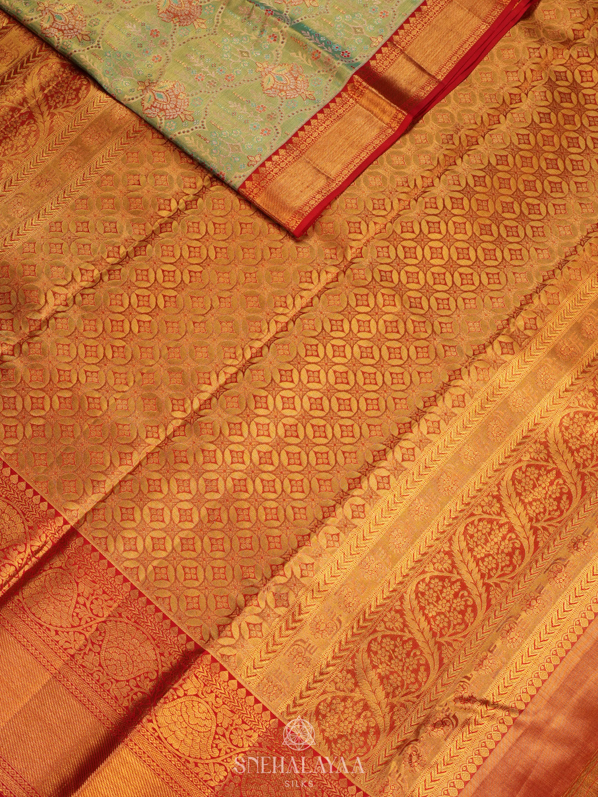Pista Green Tissue Kanjivaram Silk Saree