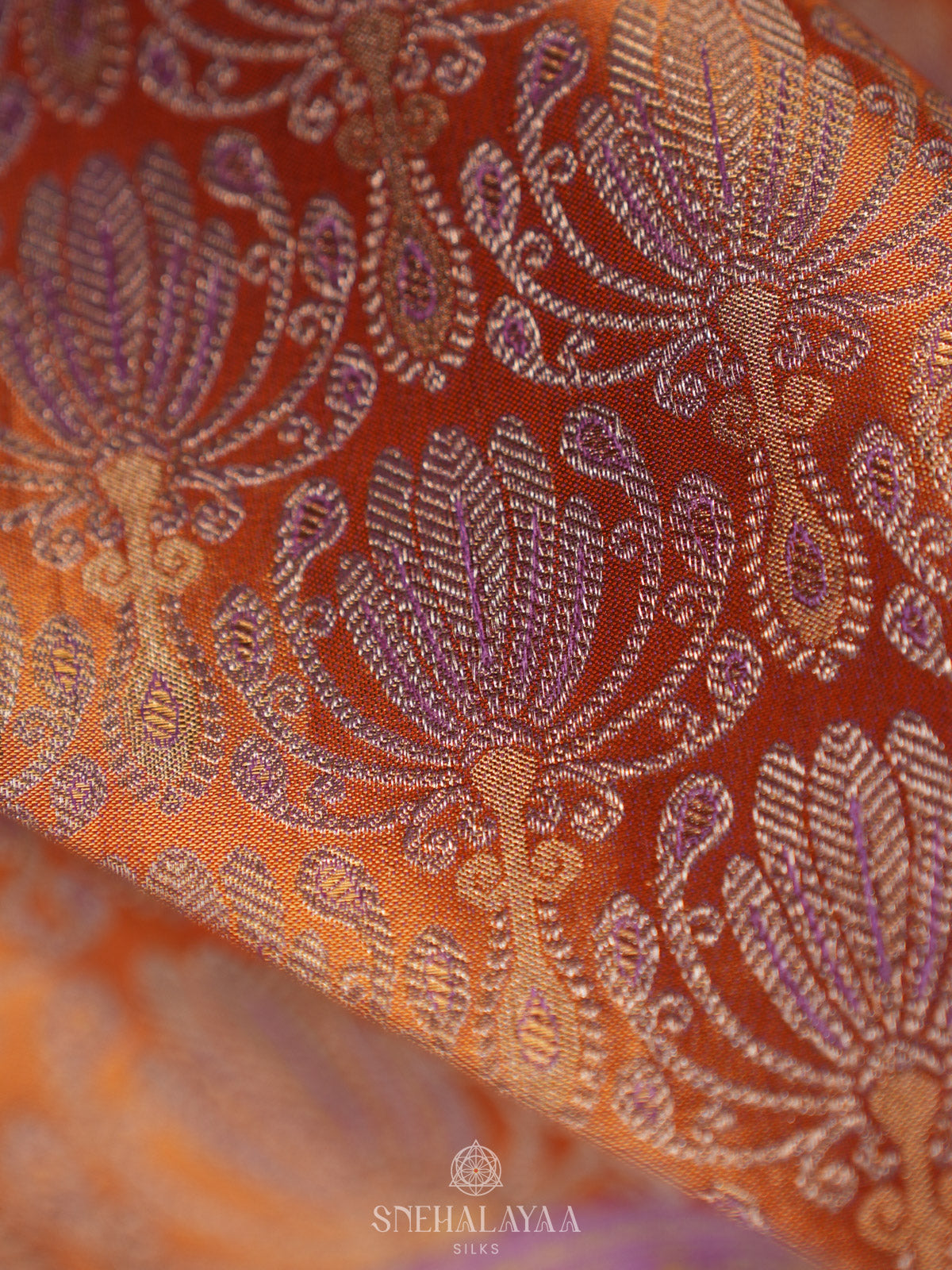 Orange Tissue Kanjivaram Silk Saree