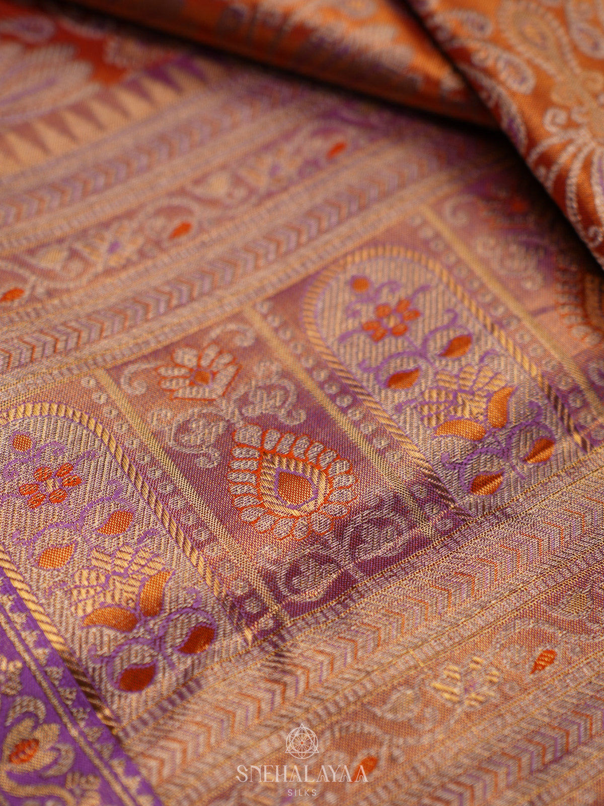 Orange Tissue Kanjivaram Silk Saree