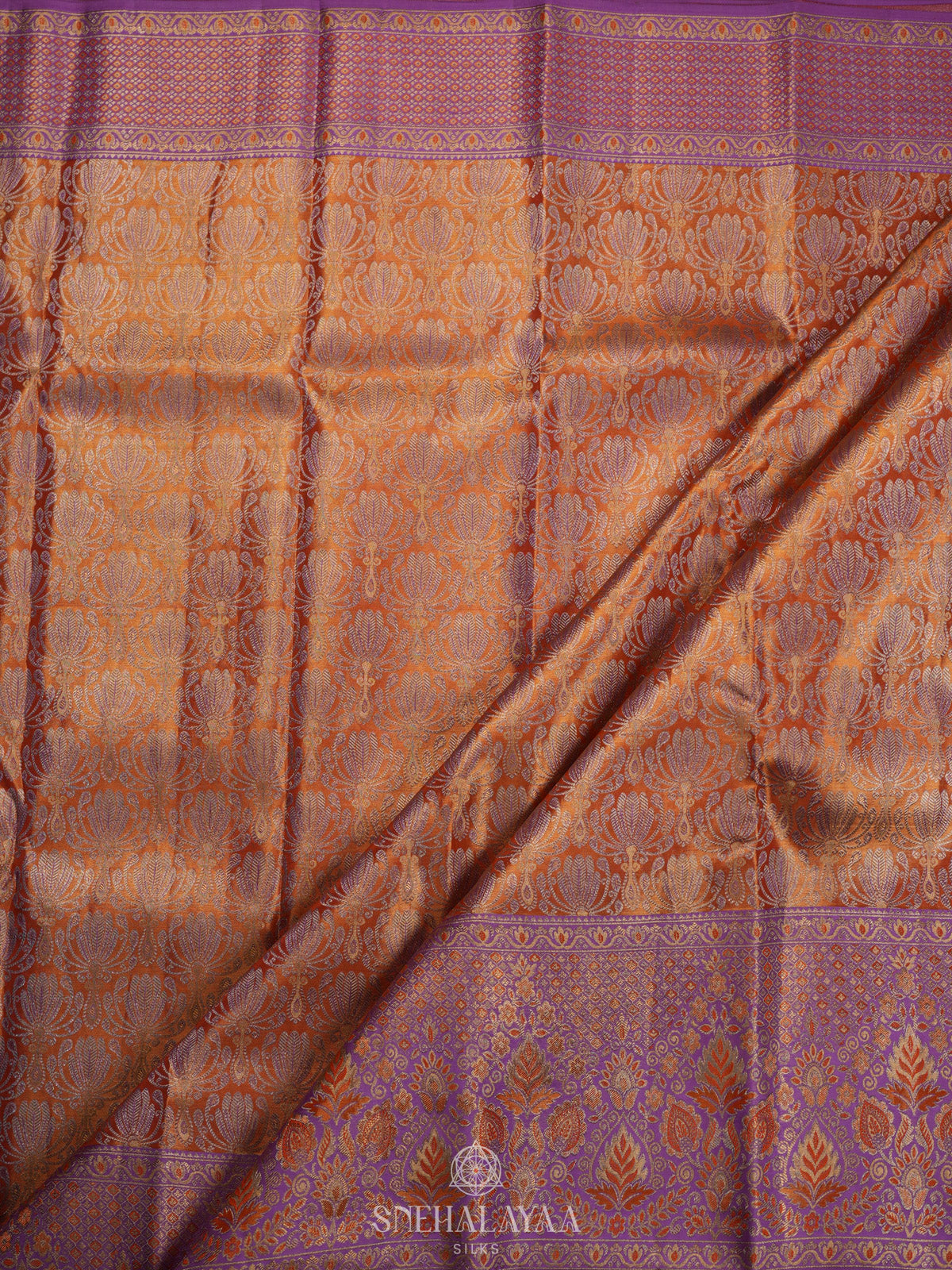 Orange Tissue Kanjivaram Silk Saree