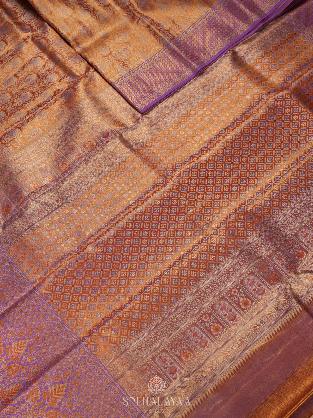 Orange Tissue Kanjivaram Silk Saree