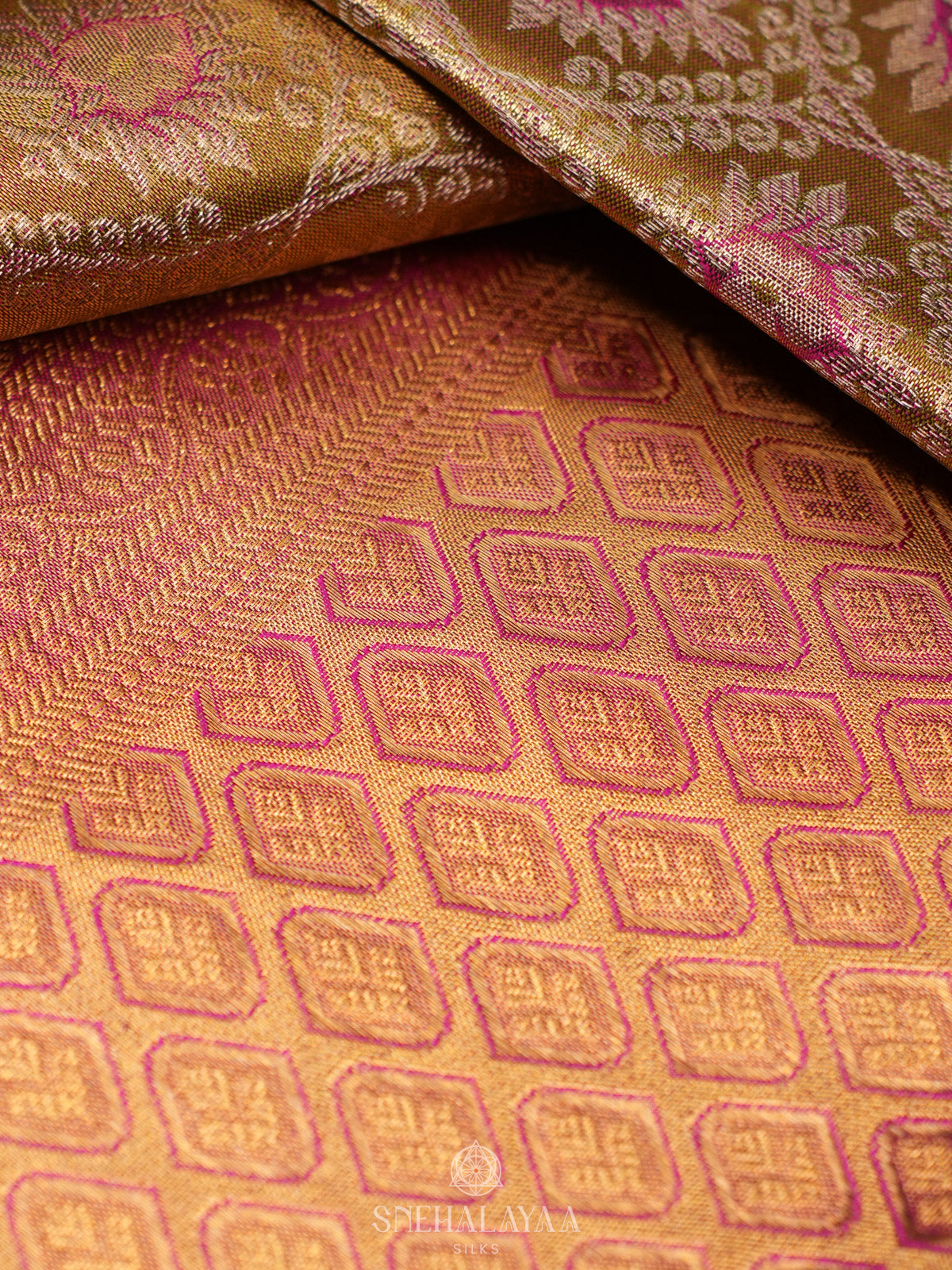 Olive Green Kanjivaram Silk Saree
