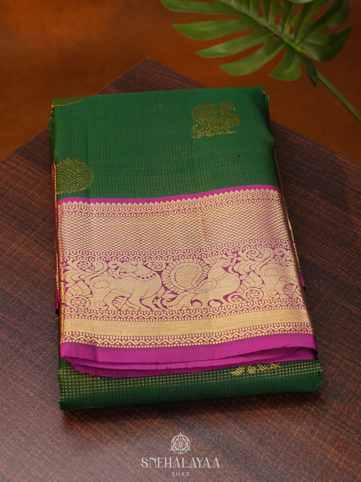 Forest Green Kanjivaram Silk Saree