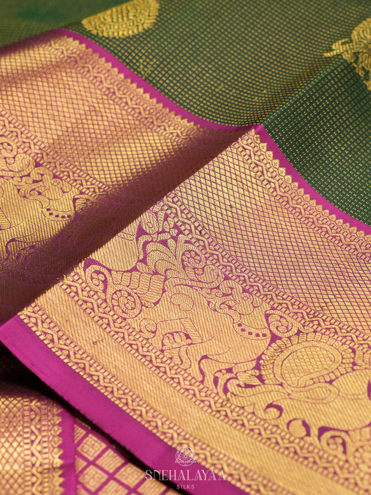 Forest Green Kanjivaram Silk Saree