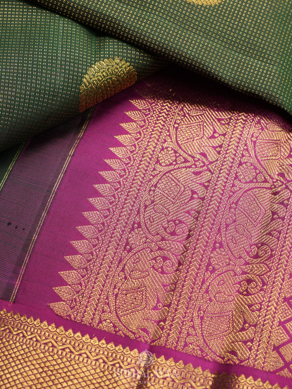 Forest Green Kanjivaram Silk Saree