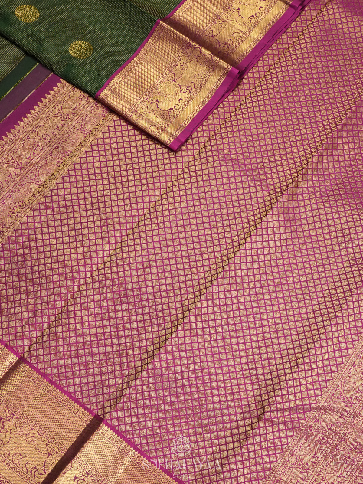 Forest Green Kanjivaram Silk Saree