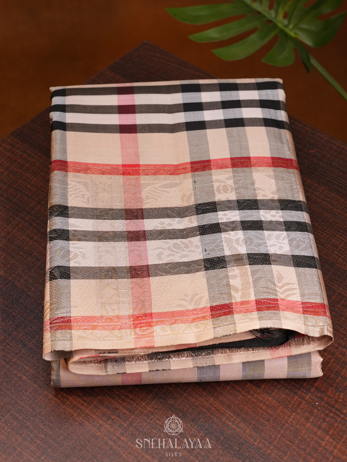 Cream Kanjivaram Silk Saree