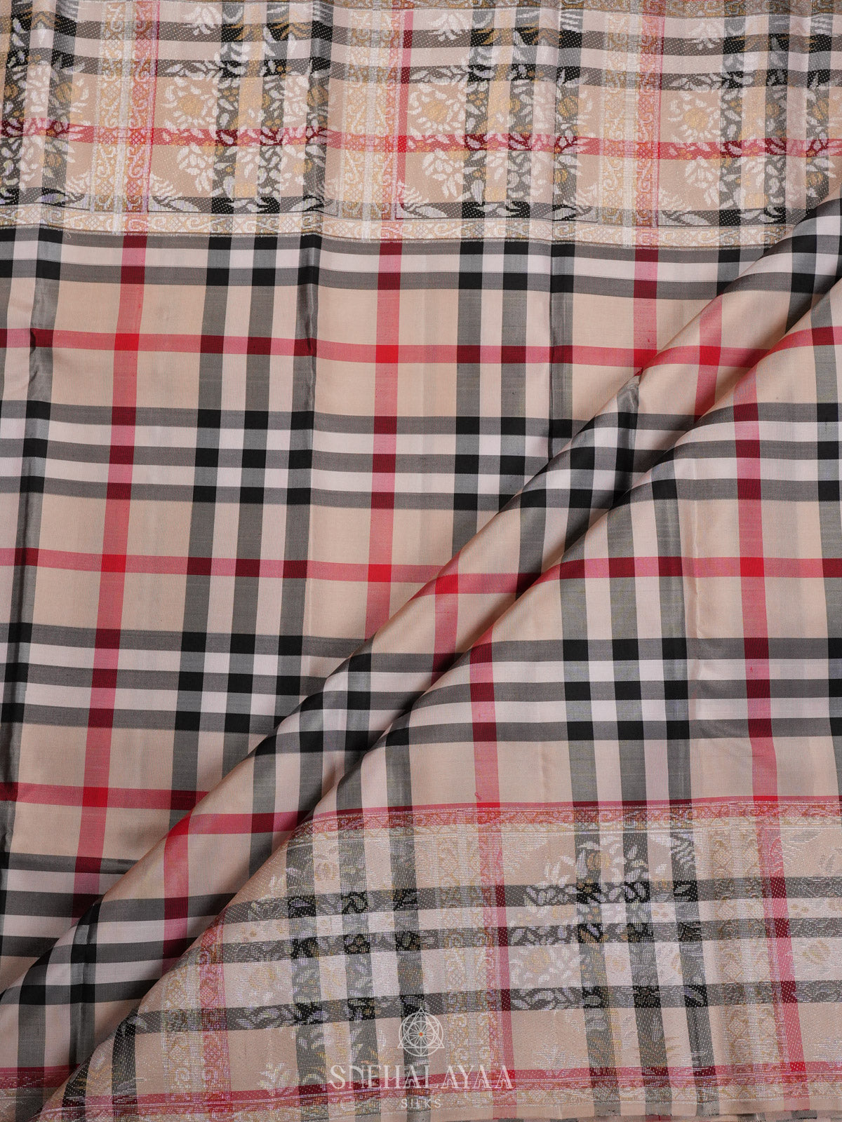 Cream Kanjivaram Silk Saree