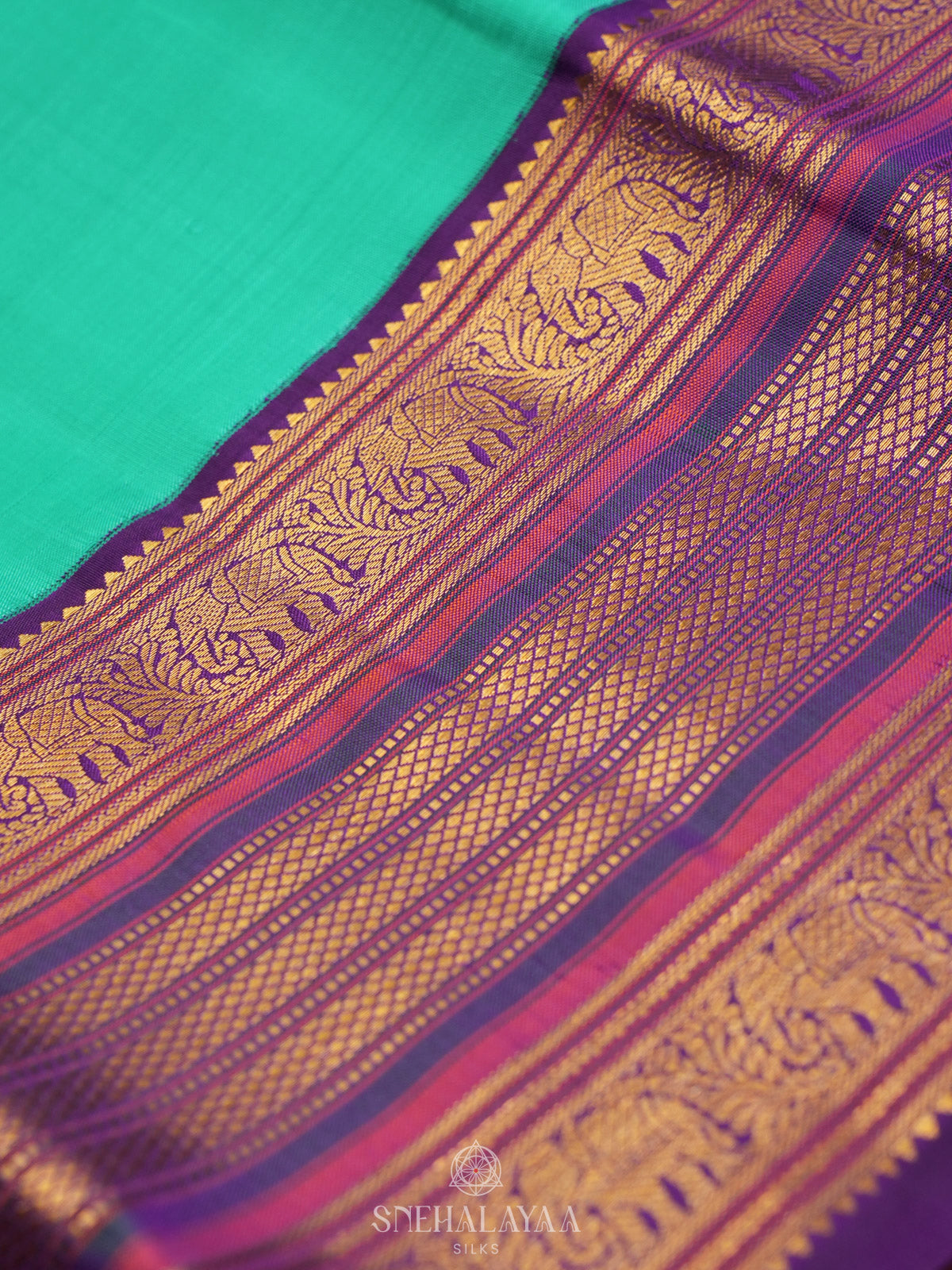 Teal Green Kanjivaram Silk Saree