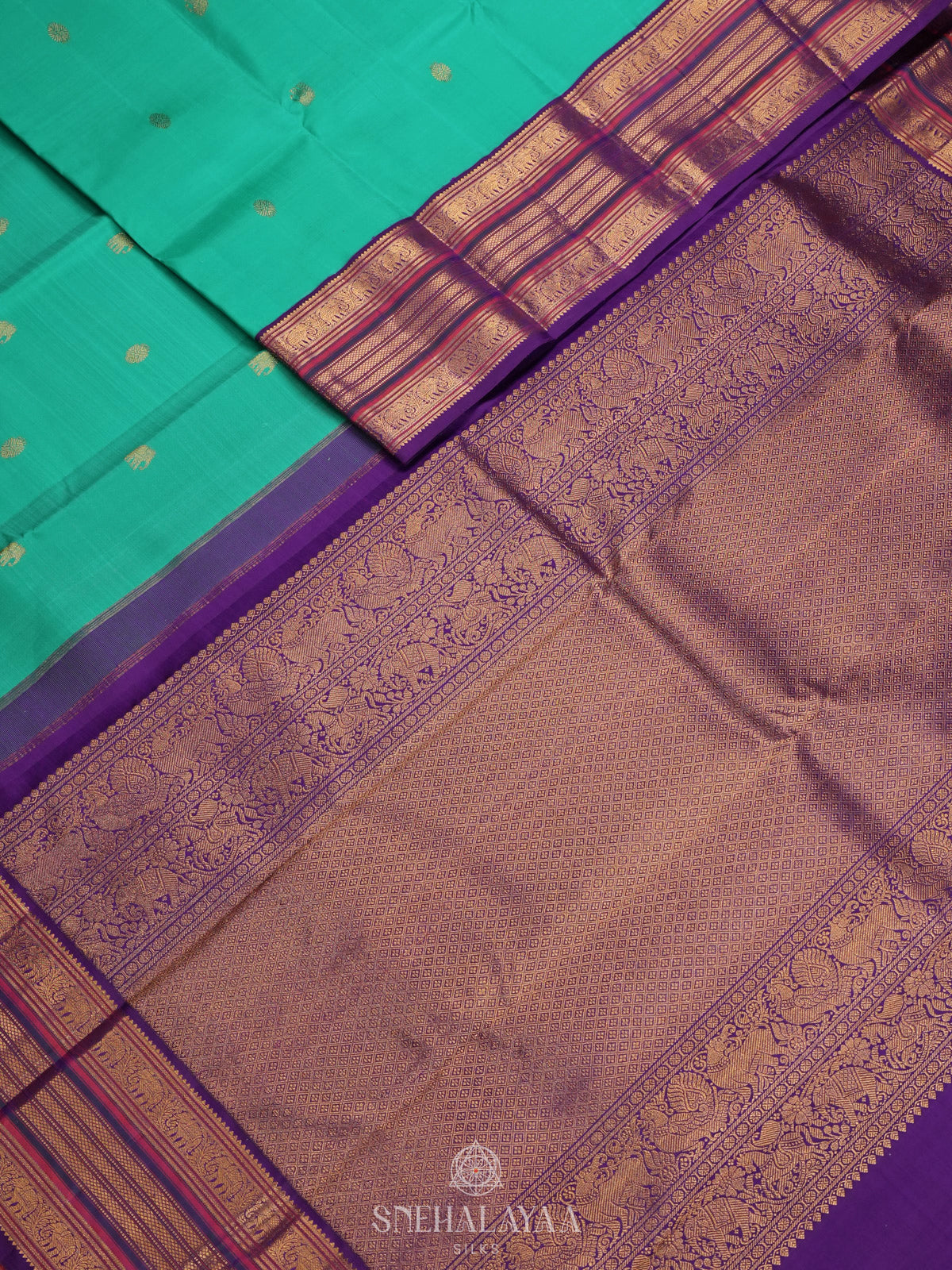 Teal Green Kanjivaram Silk Saree