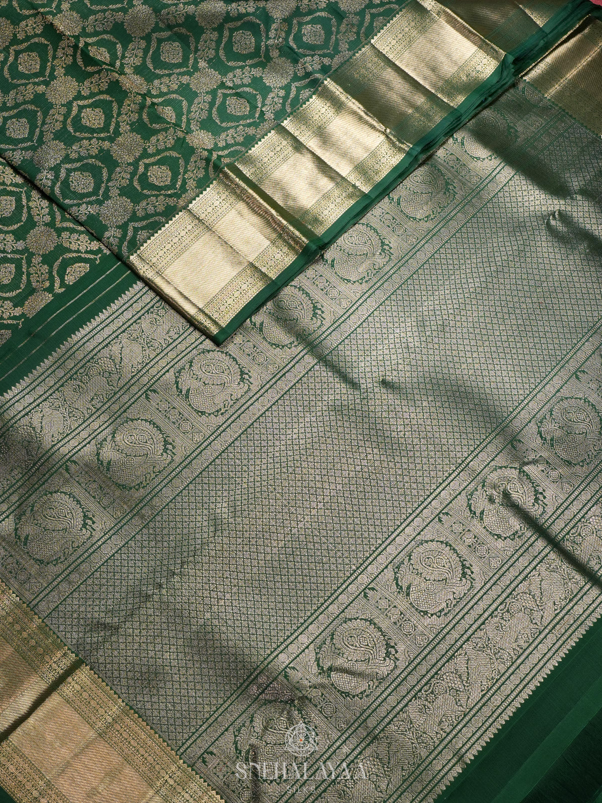 Emerald Green Kanjivaram Silk Saree