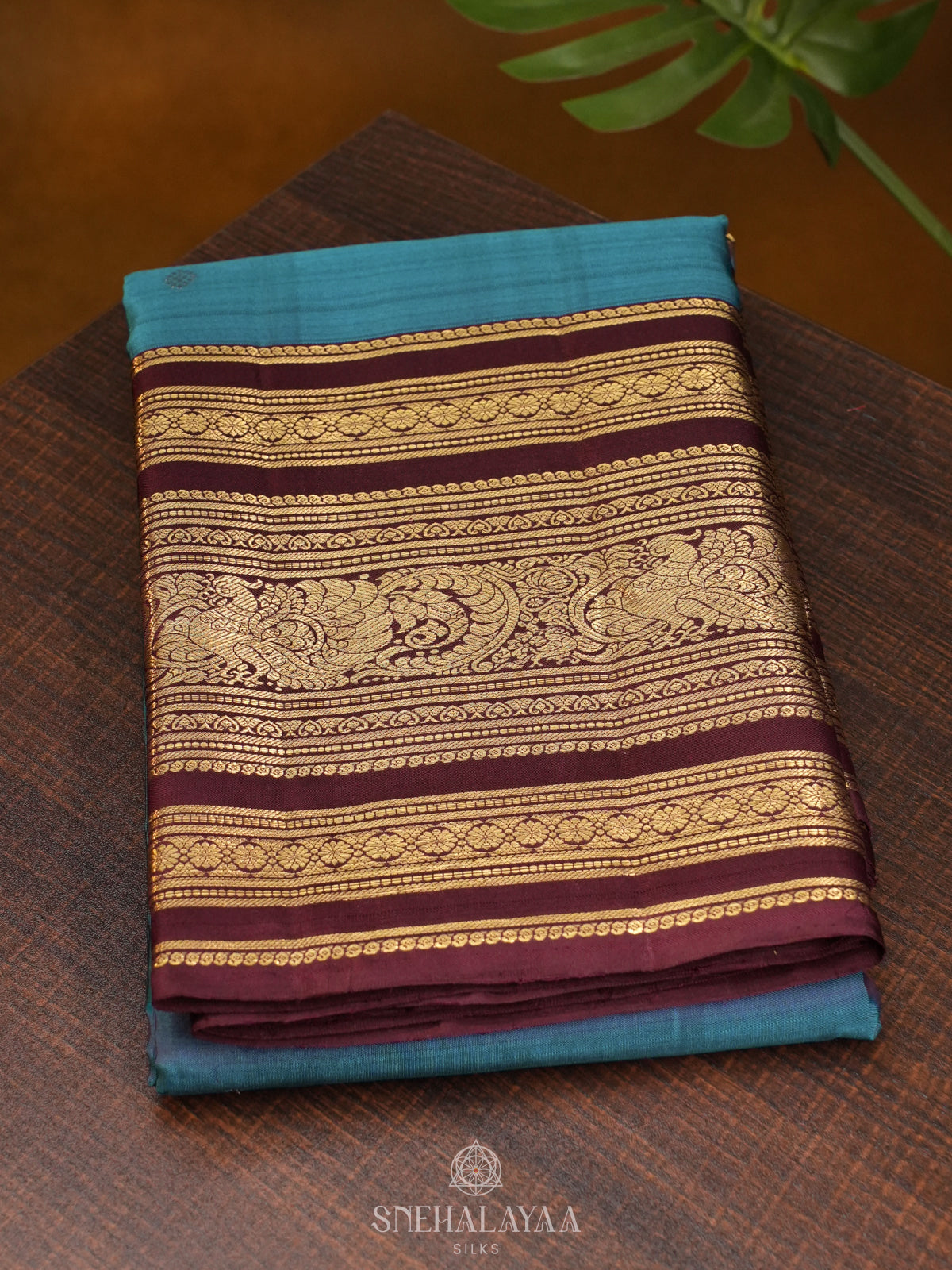 Peacock Blue Kanjivaram Silk Saree