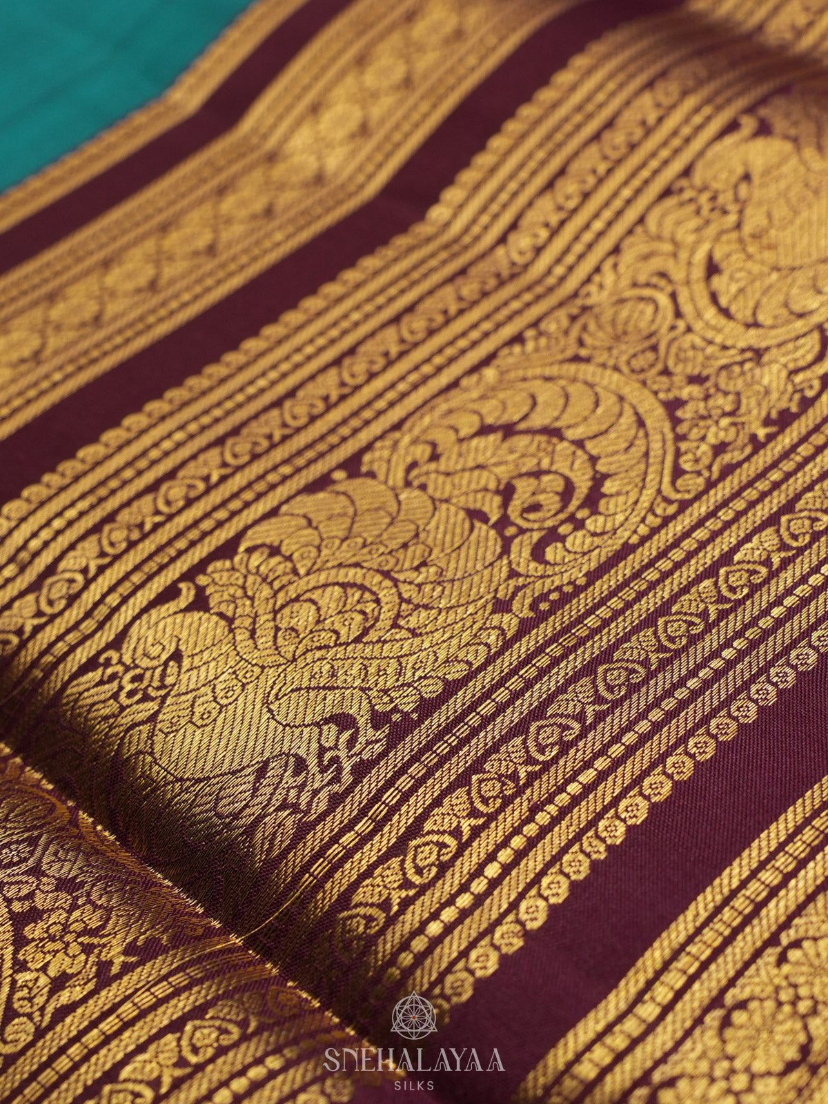Peacock Blue Kanjivaram Silk Saree