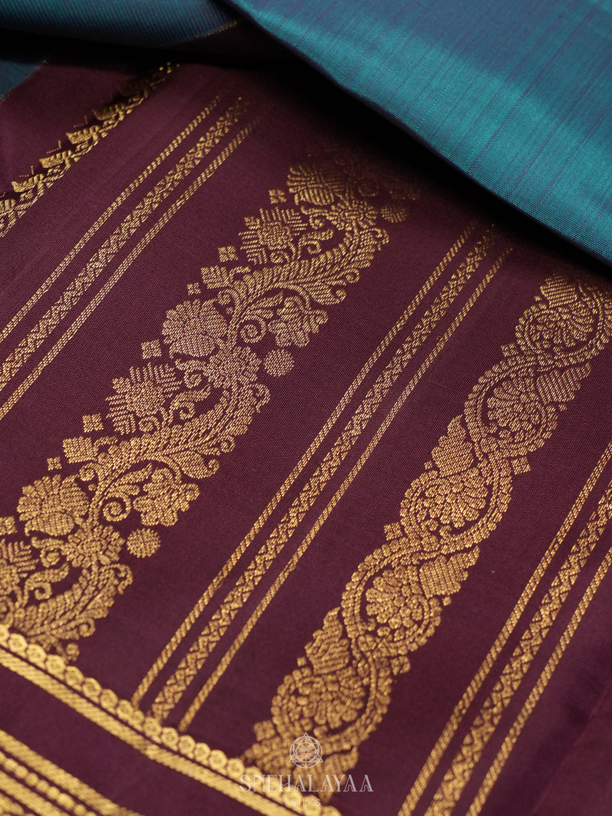 Peacock Blue Kanjivaram Silk Saree