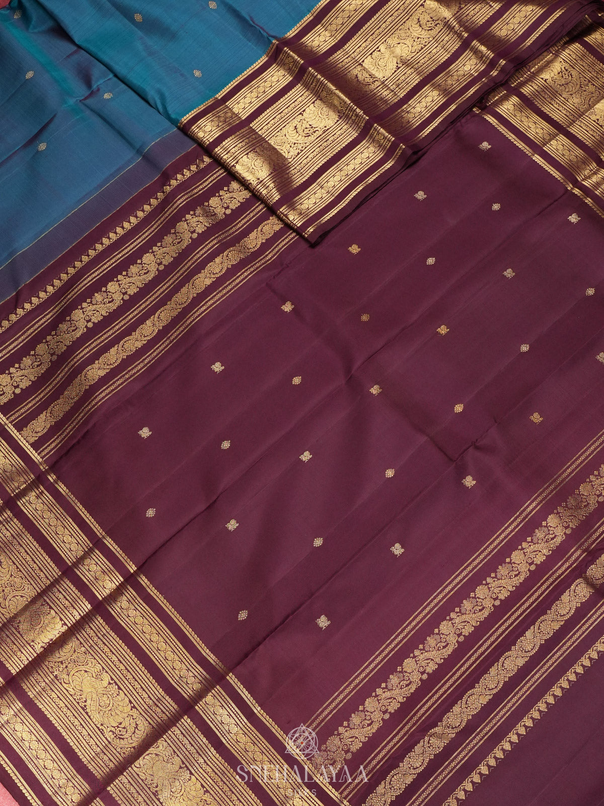 Peacock Blue Kanjivaram Silk Saree