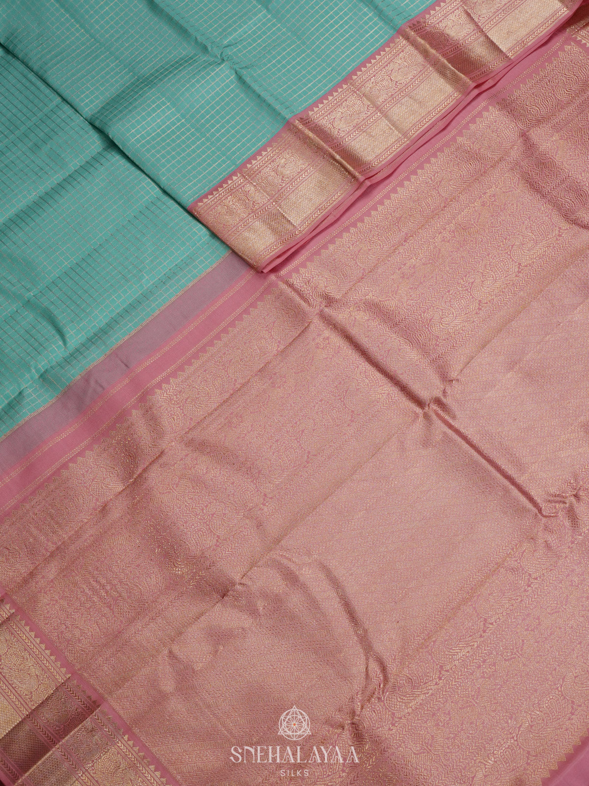 Mint Green Kanjivaram Silk Saree