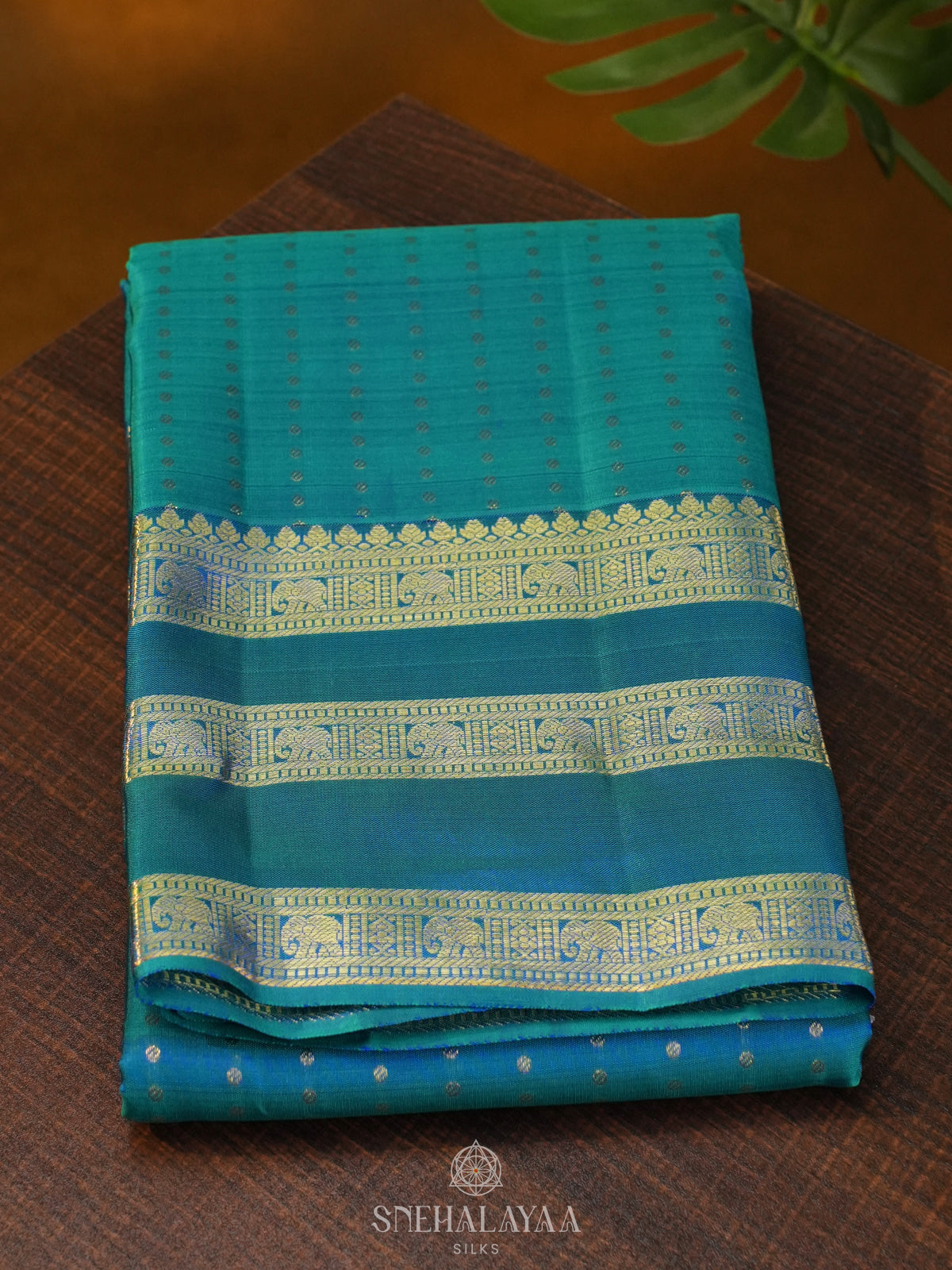 Peacock Blue Kanjivaram Silk Saree