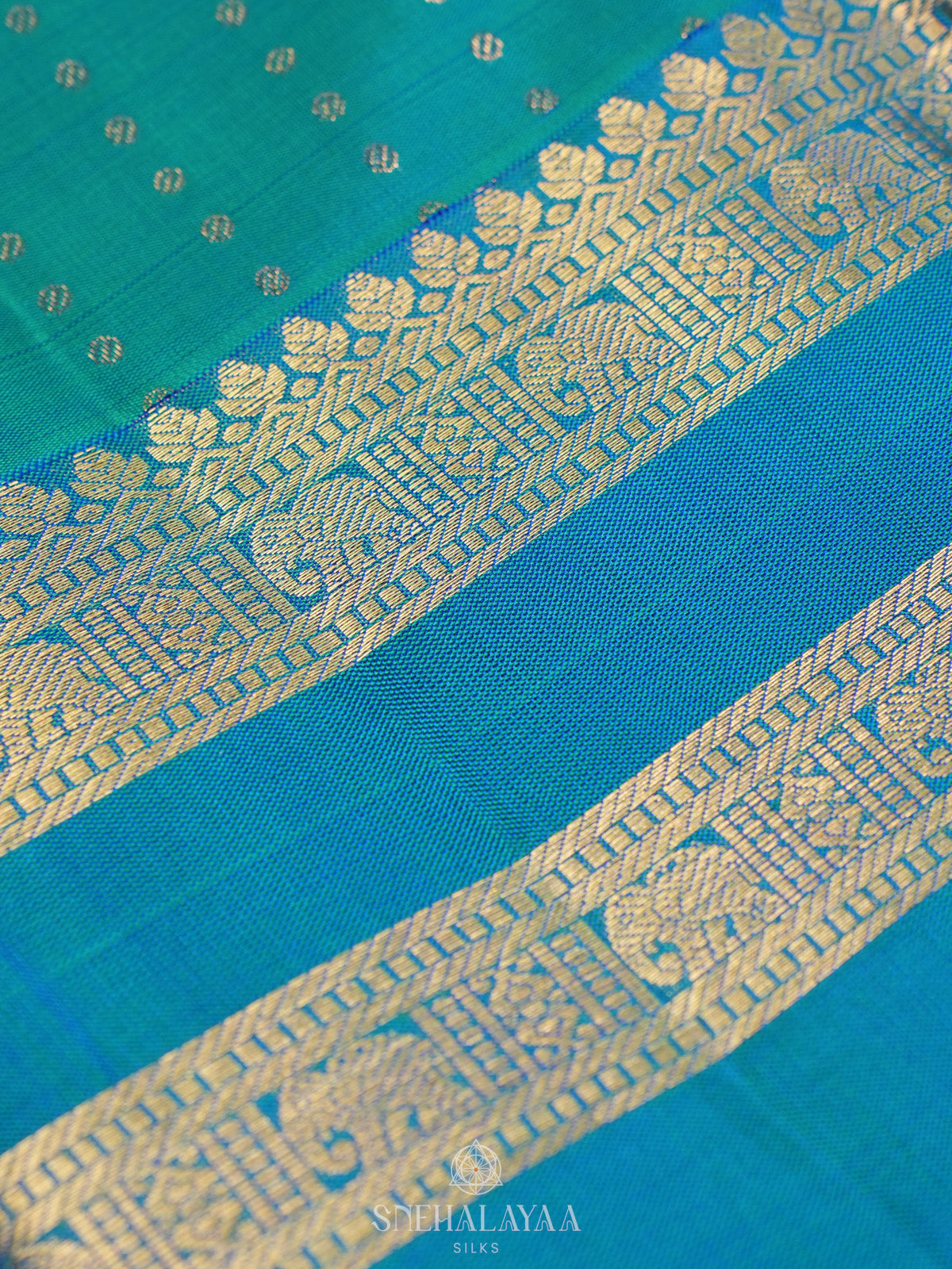 Peacock Blue Kanjivaram Silk Saree