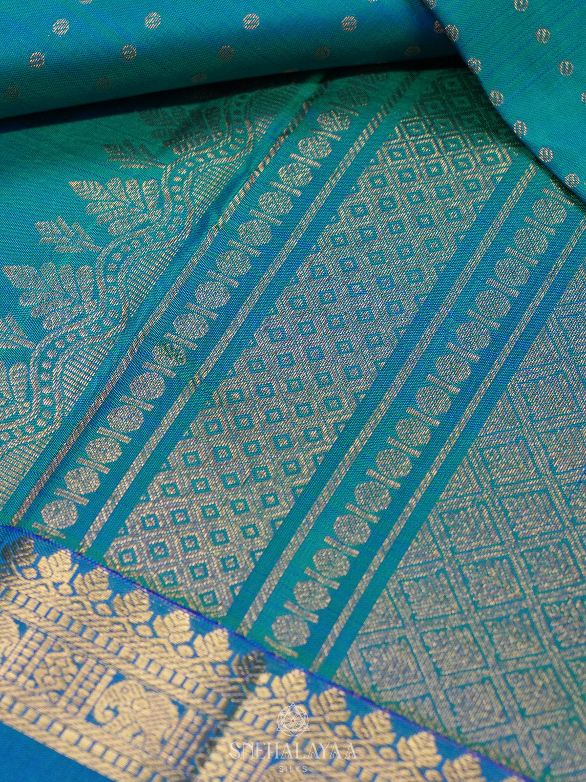 Peacock Blue Kanjivaram Silk Saree