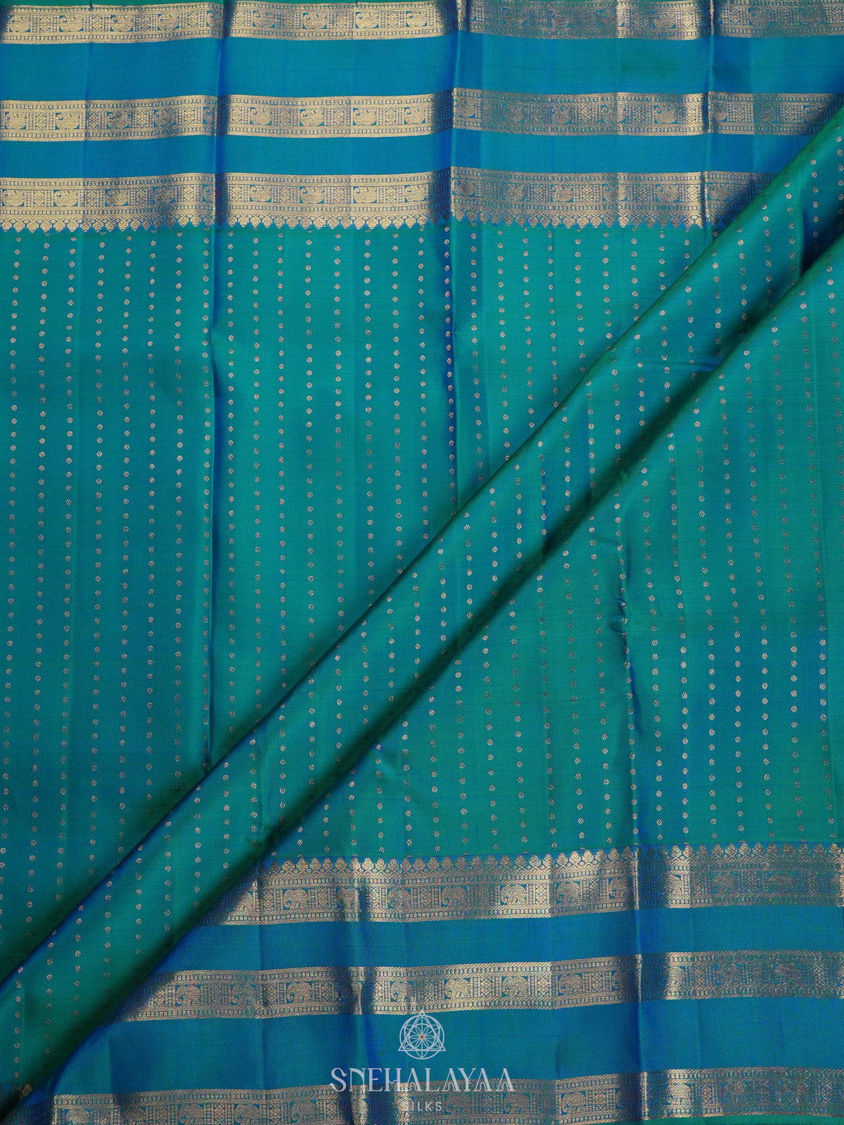 Peacock Blue Kanjivaram Silk Saree
