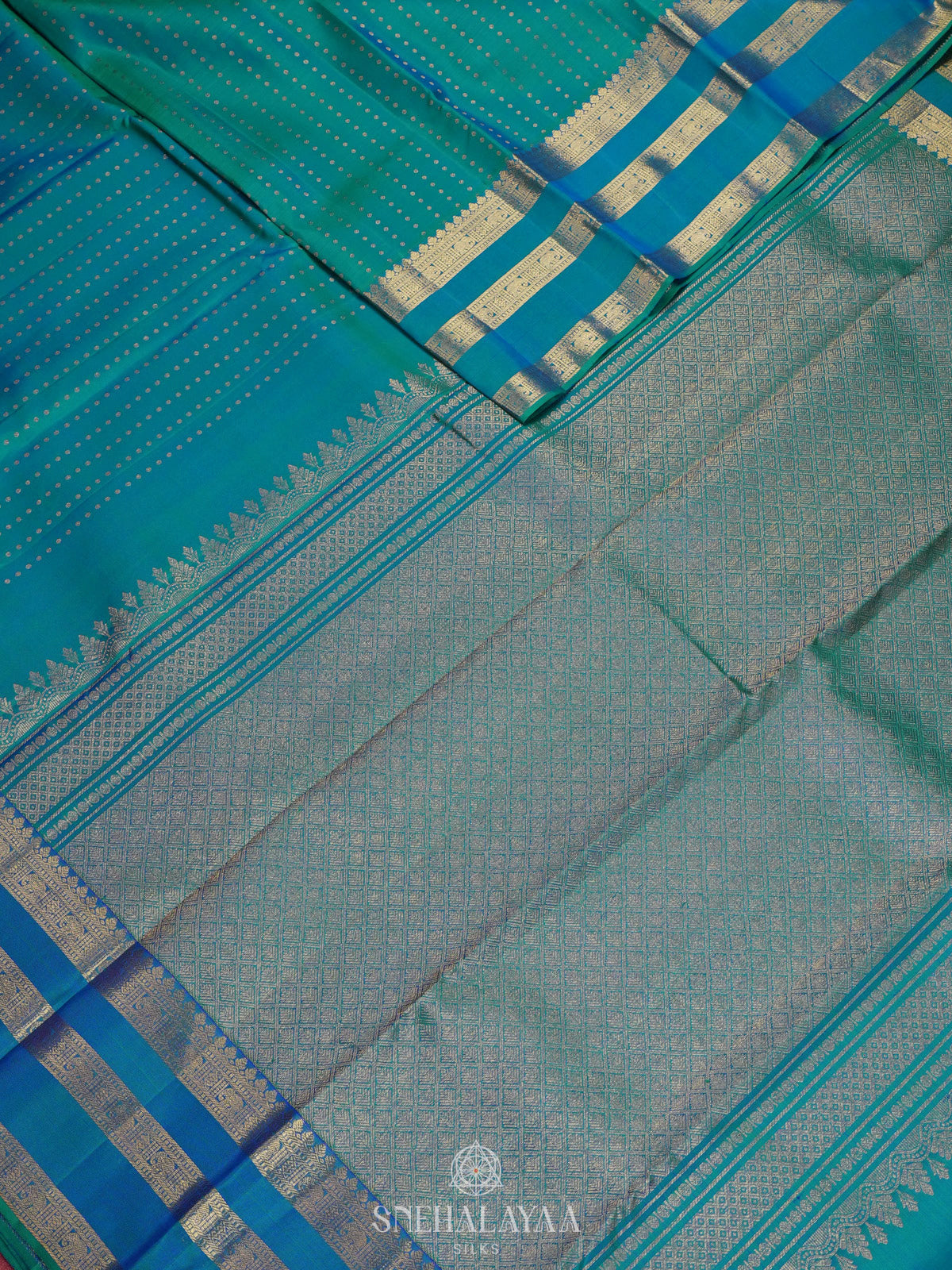 Peacock Blue Kanjivaram Silk Saree