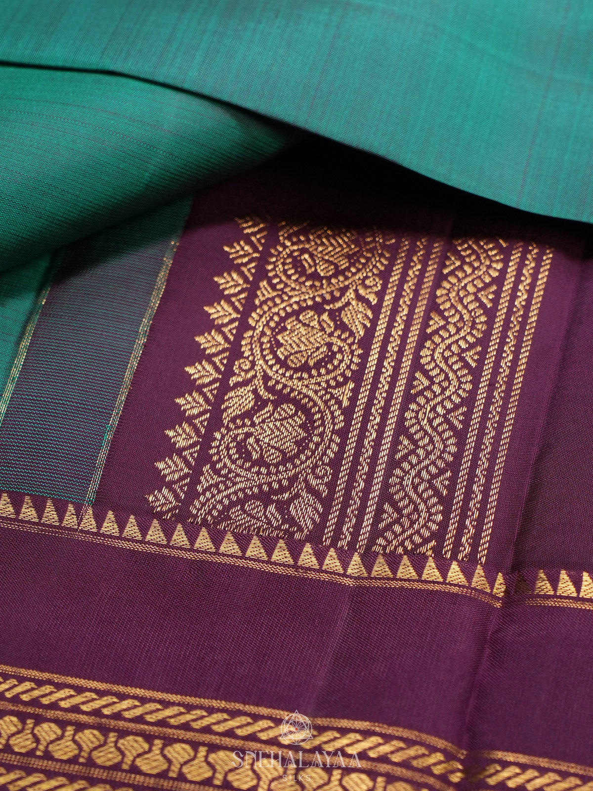 Teal Green Kanjivaram Silk Saree