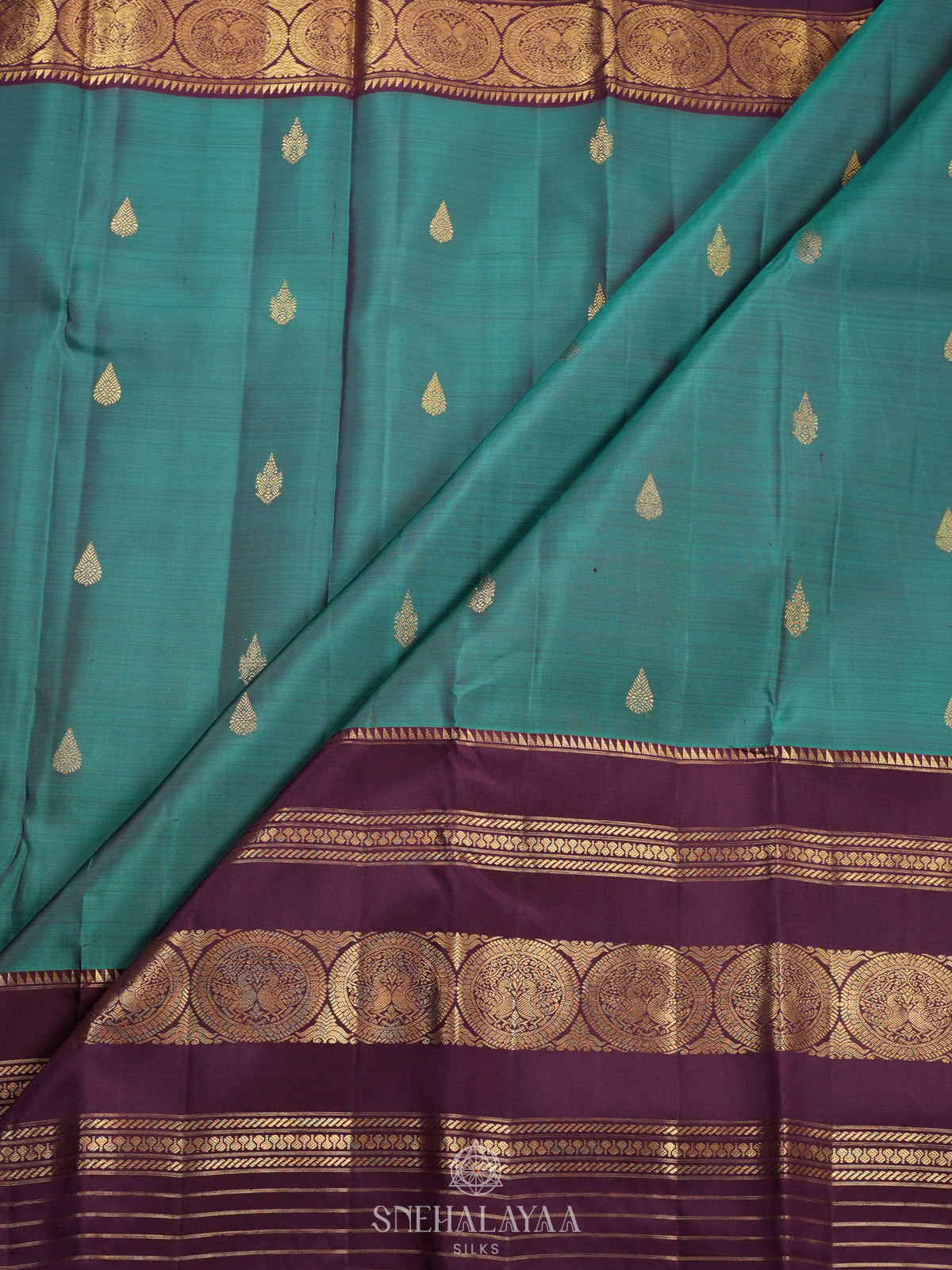 Teal Green Kanjivaram Silk Saree