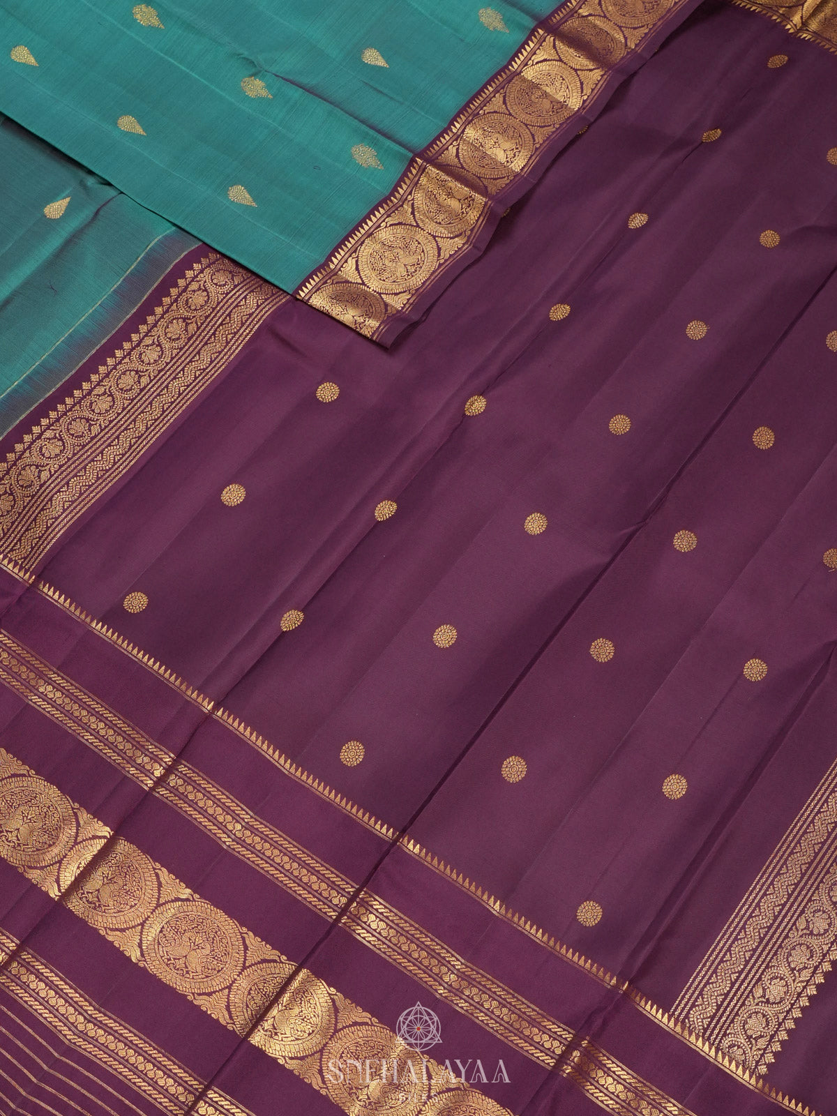 Teal Green Kanjivaram Silk Saree