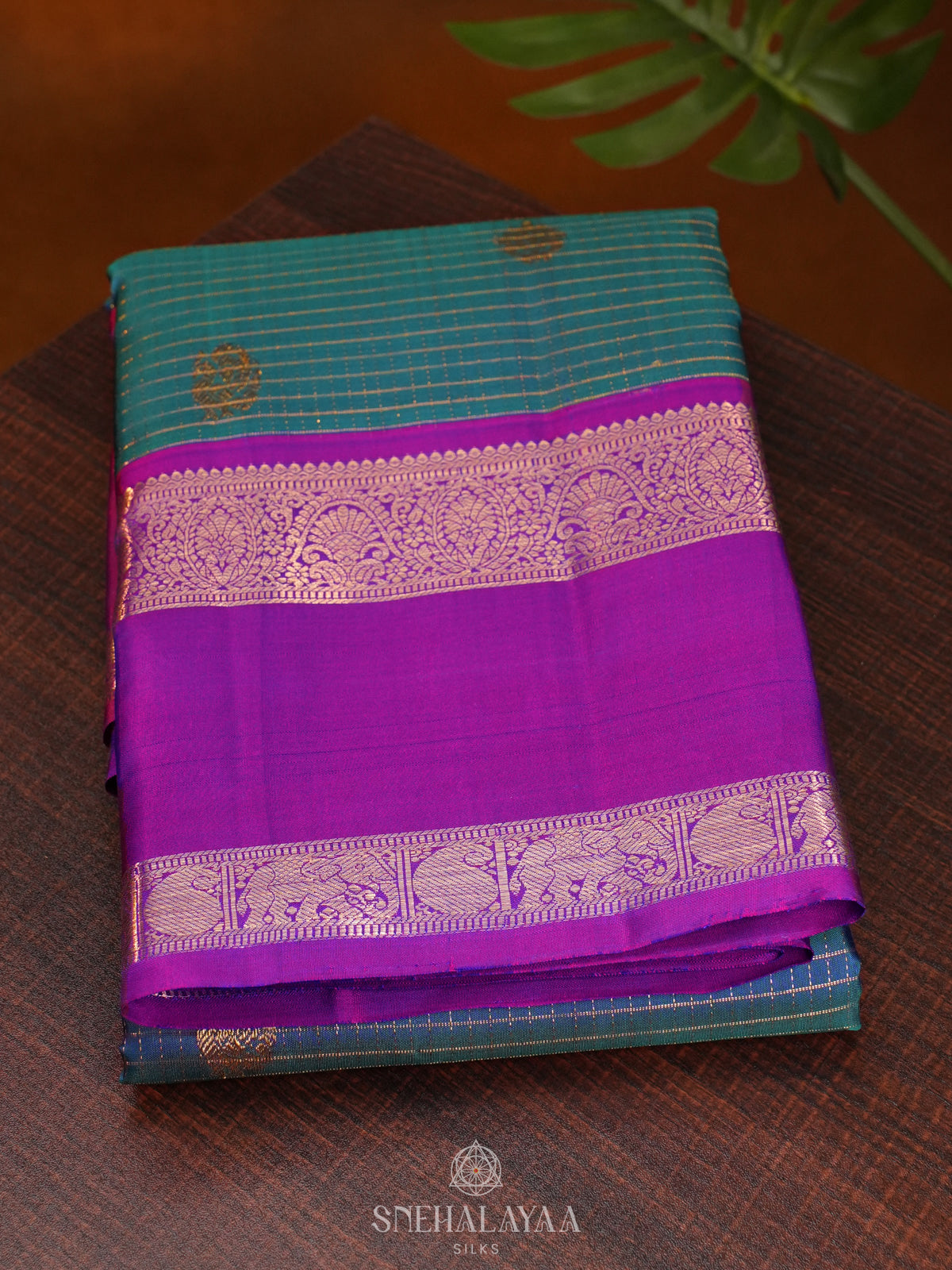 Peacock Blue Kanjivaram Silk Saree