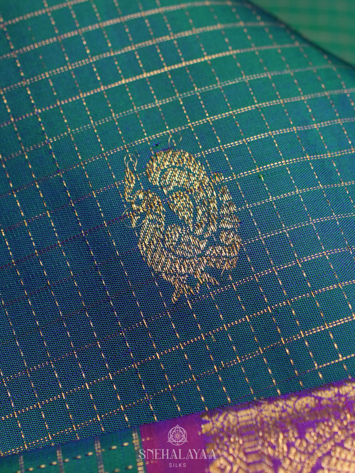 Peacock Blue Kanjivaram Silk Saree