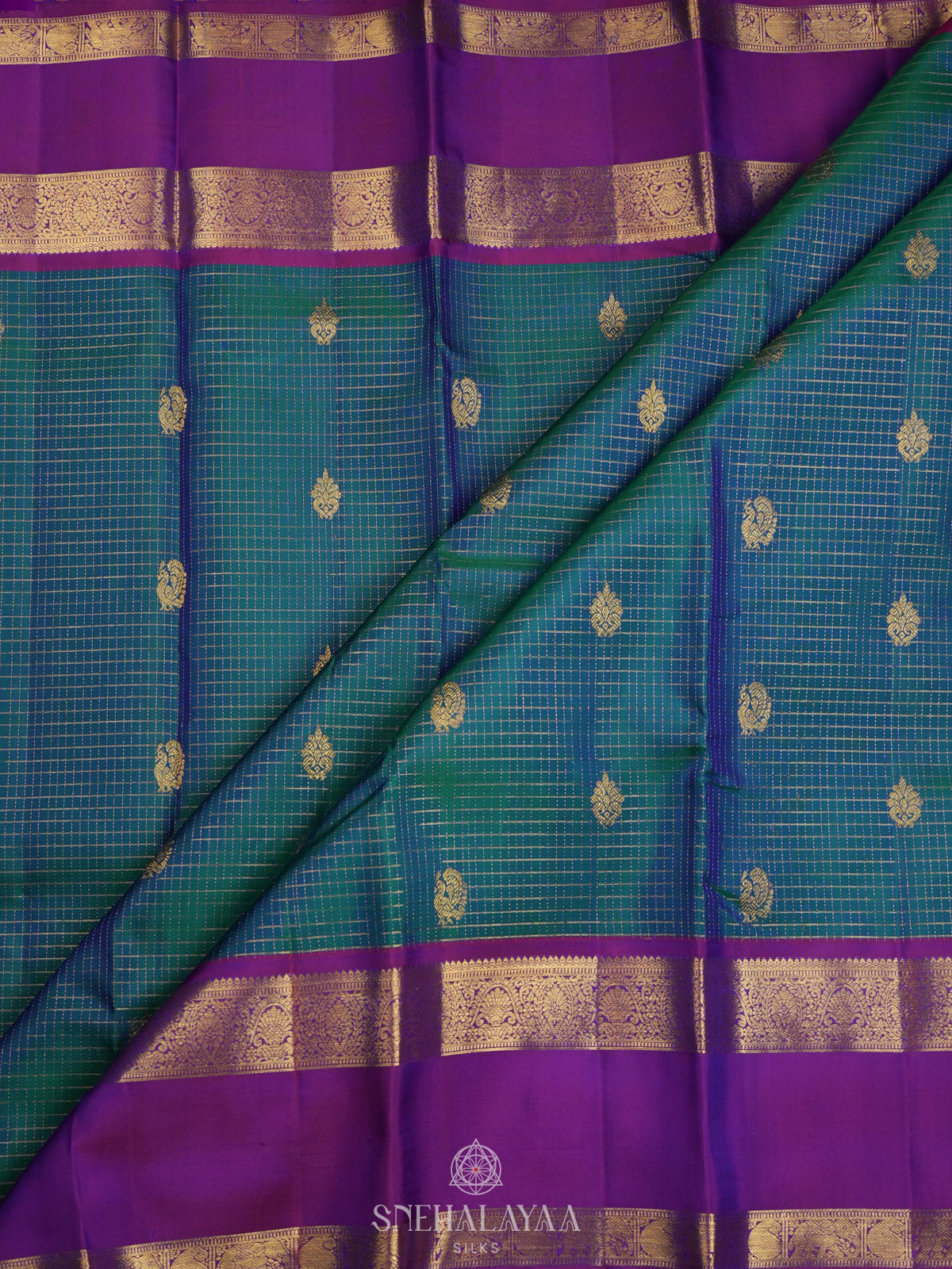 Peacock Blue Kanjivaram Silk Saree