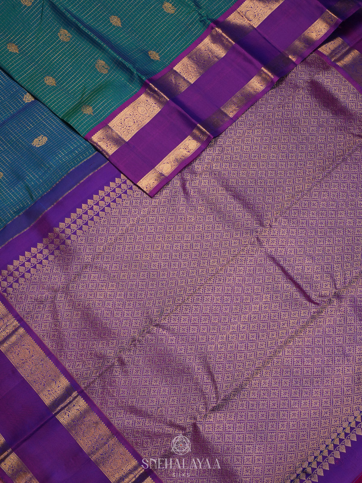 Peacock Blue Kanjivaram Silk Saree